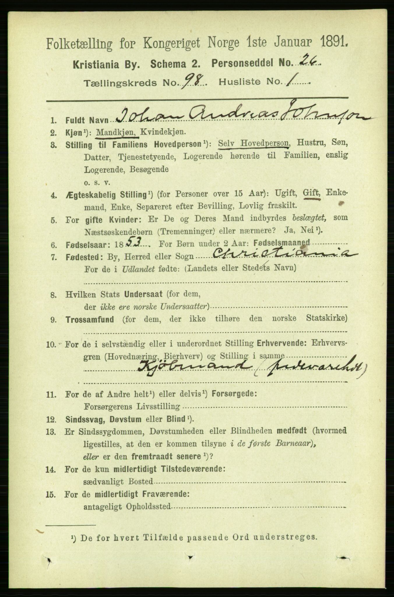 RA, 1891 census for 0301 Kristiania, 1891, p. 47725