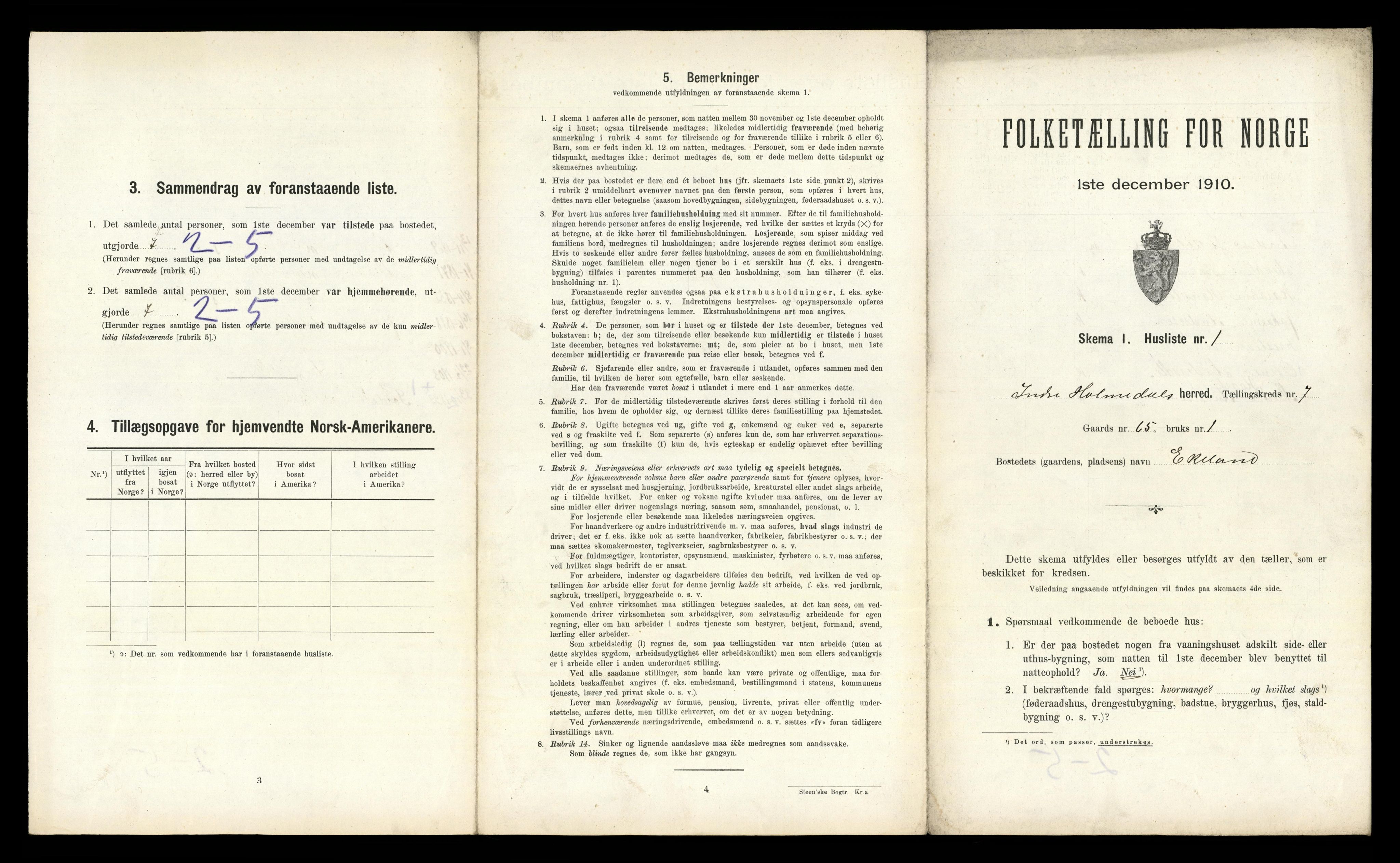 RA, 1910 census for Indre Holmedal, 1910, p. 502