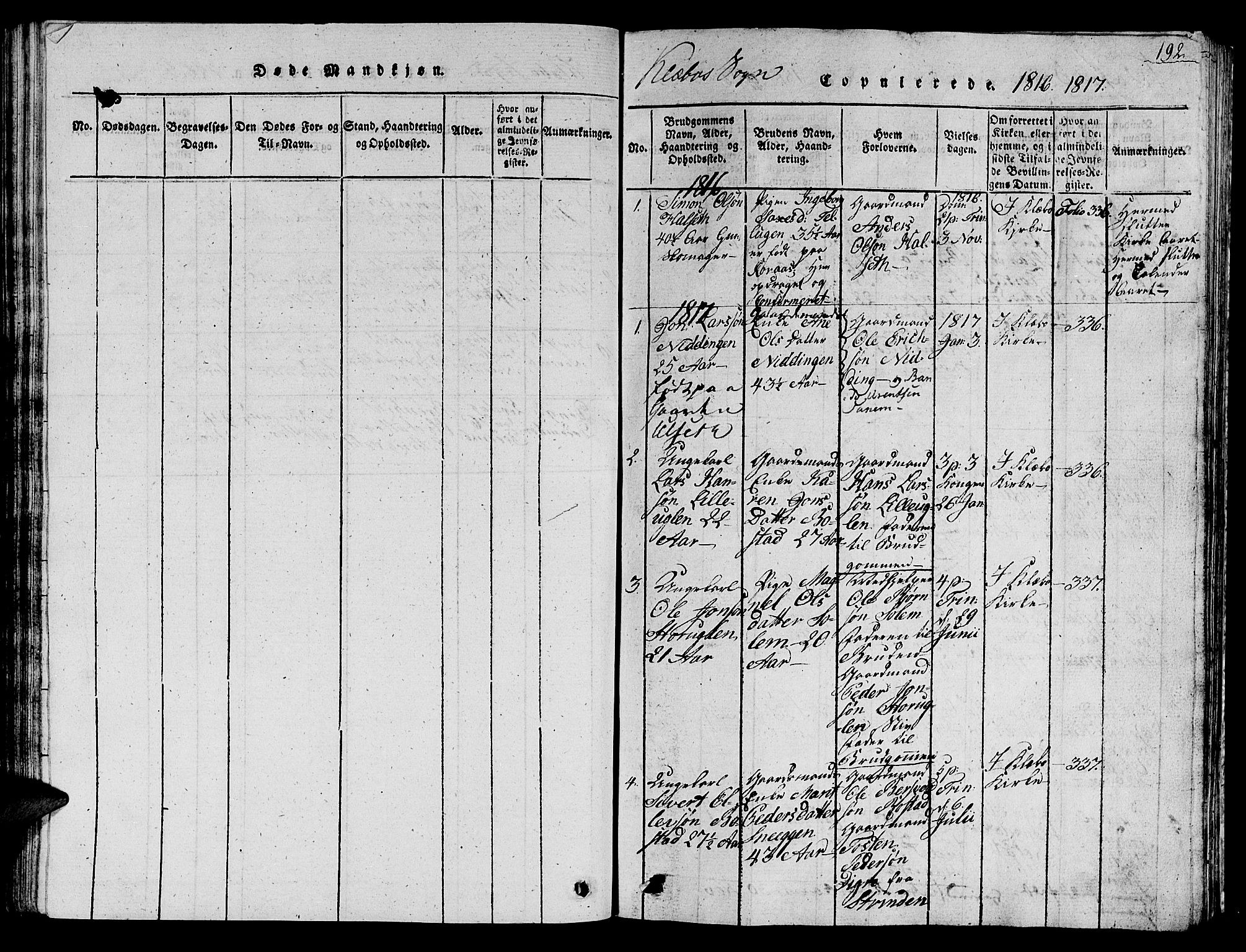 Ministerialprotokoller, klokkerbøker og fødselsregistre - Sør-Trøndelag, SAT/A-1456/618/L0450: Parish register (copy) no. 618C01, 1816-1865, p. 192