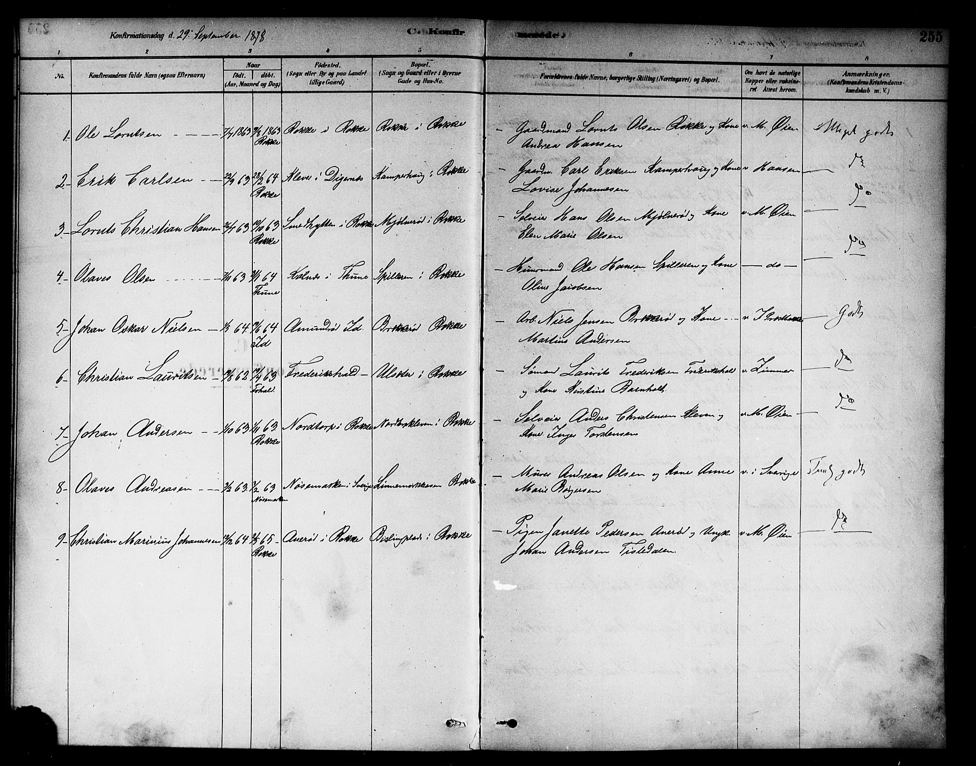 Berg prestekontor Kirkebøker, SAO/A-10902/F/Fc/L0001: Parish register (official) no. III 1, 1878-1887, p. 255