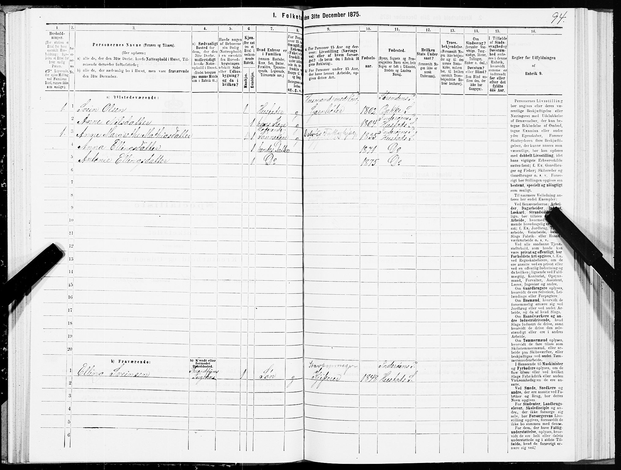 SAT, 1875 census for 1729P Inderøy, 1875, p. 6094