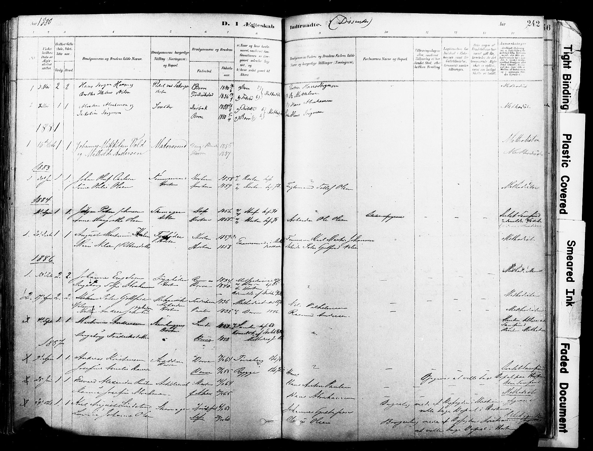 Horten kirkebøker, SAKO/A-348/F/Fa/L0003: Parish register (official) no. 3, 1878-1887, p. 242