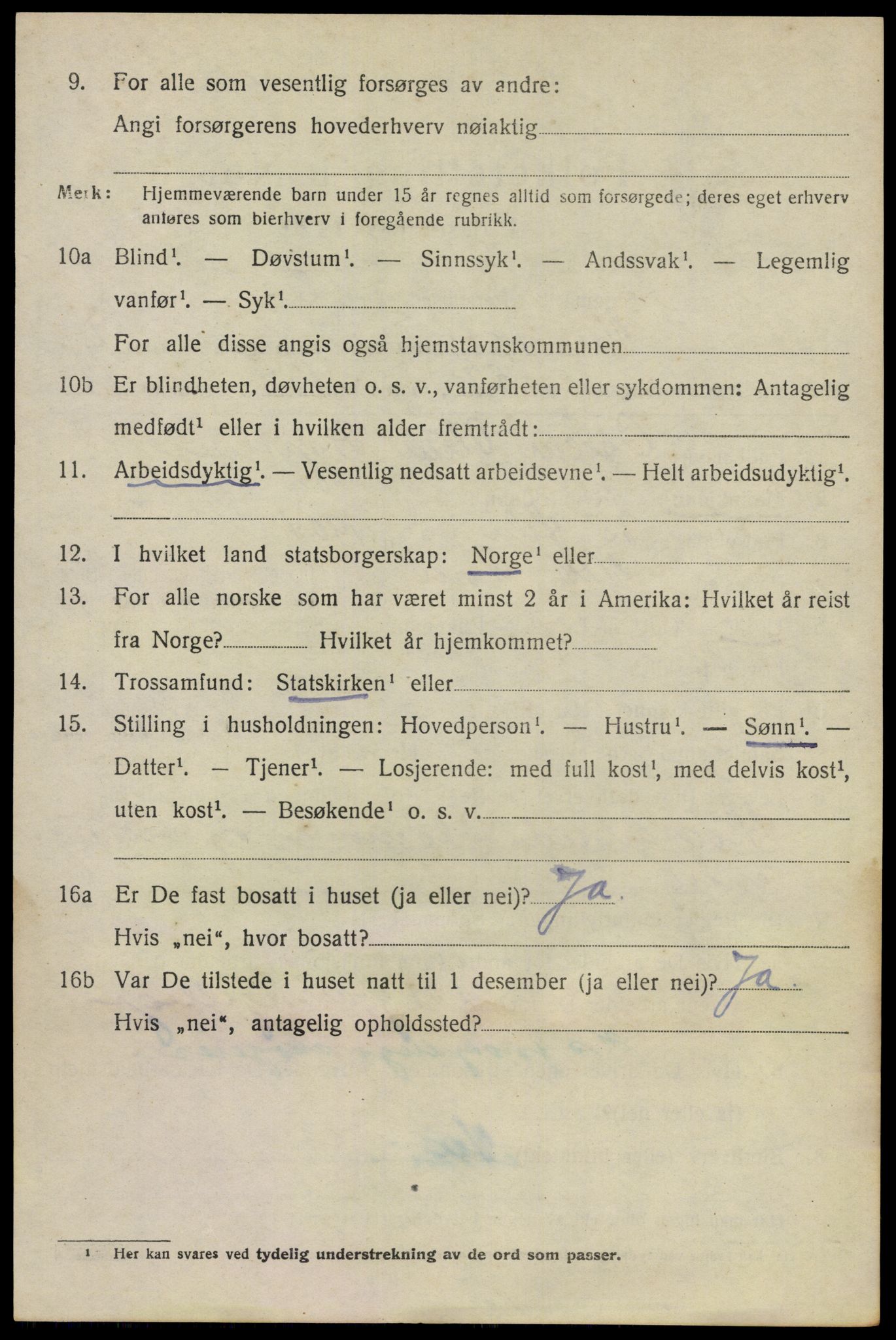 SAO, 1920 census for Nes, 1920, p. 8889