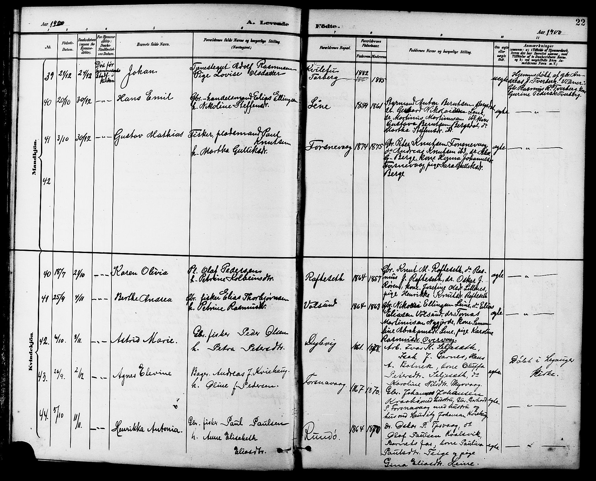 Ministerialprotokoller, klokkerbøker og fødselsregistre - Møre og Romsdal, AV/SAT-A-1454/507/L0082: Parish register (copy) no. 507C05, 1896-1914, p. 22