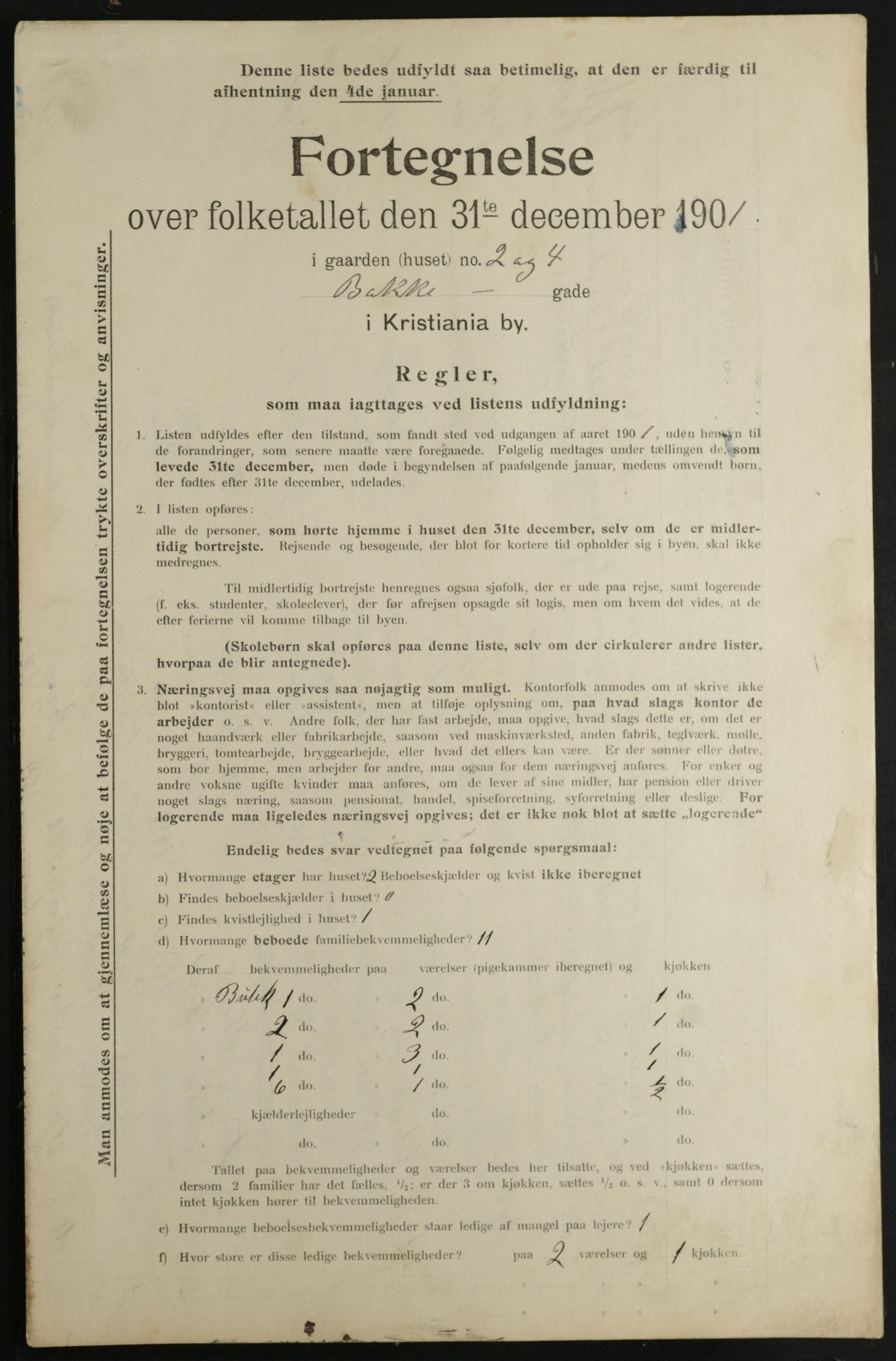 OBA, Municipal Census 1901 for Kristiania, 1901, p. 535