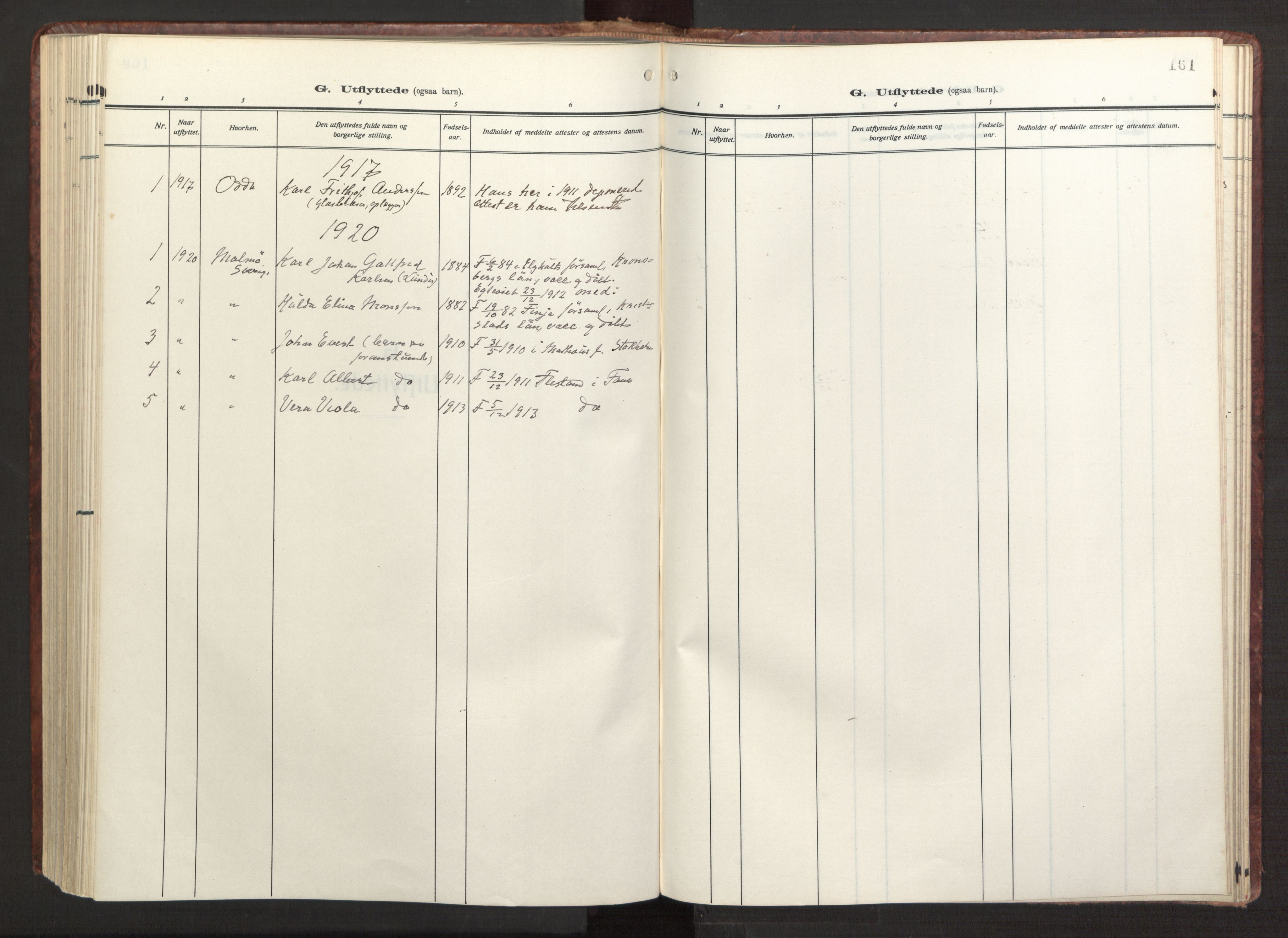 Fana Sokneprestembete, SAB/A-75101/H/Haa/Haab/L0005: Parish register (official) no. B 5, 1915-1923, p. 161