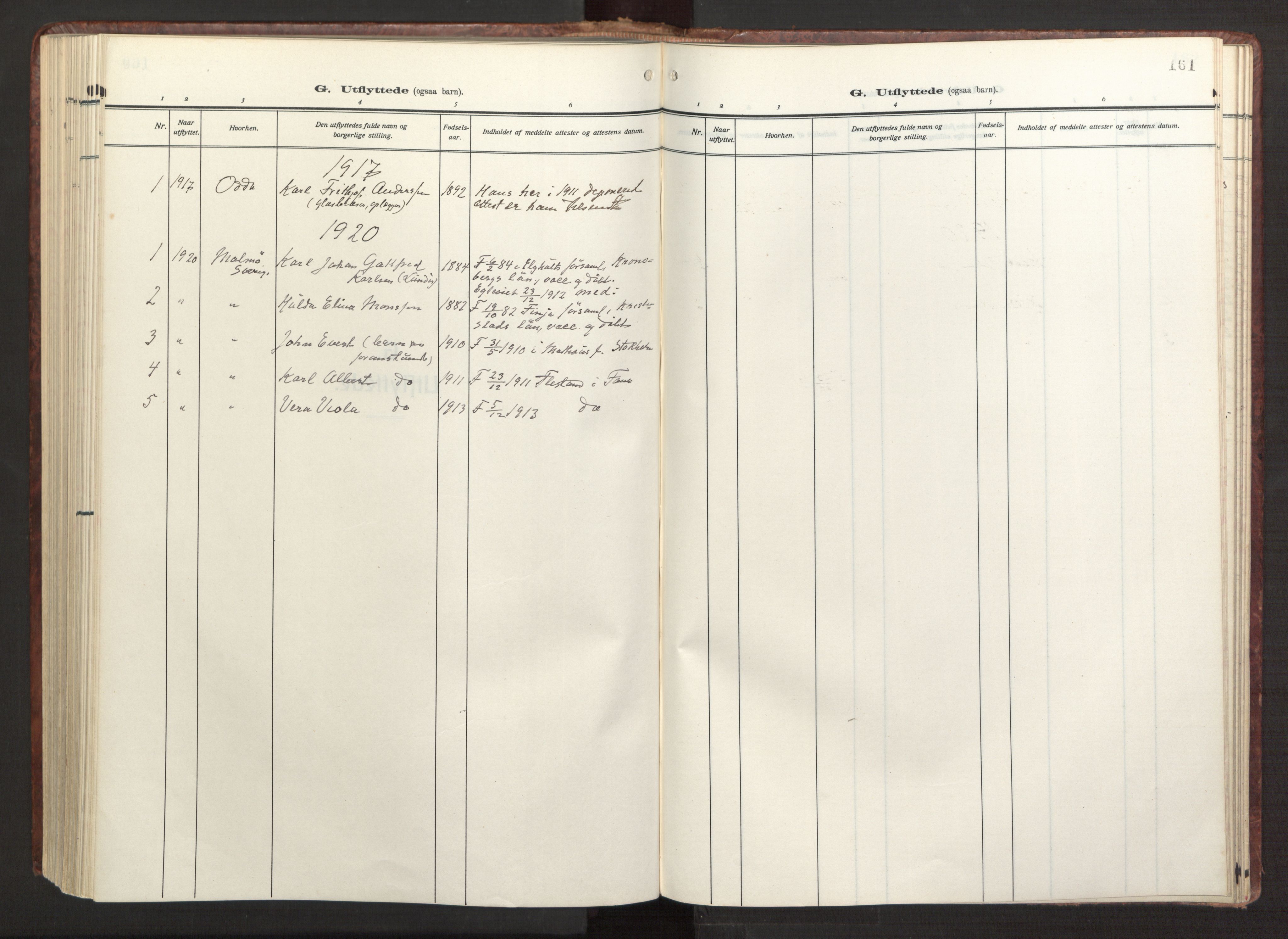 Fana Sokneprestembete, AV/SAB-A-75101/H/Haa/Haab/L0005: Parish register (official) no. B 5, 1915-1923, p. 161