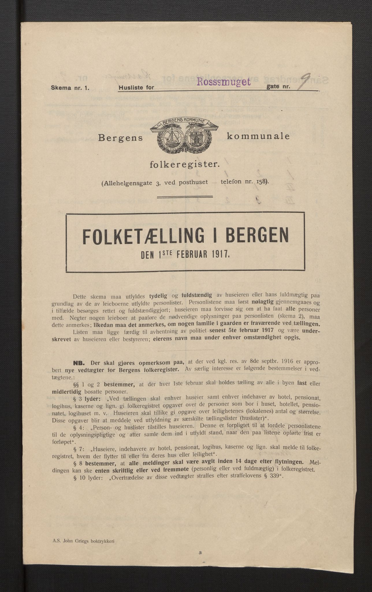 SAB, Municipal Census 1917 for Bergen, 1917, p. 31791