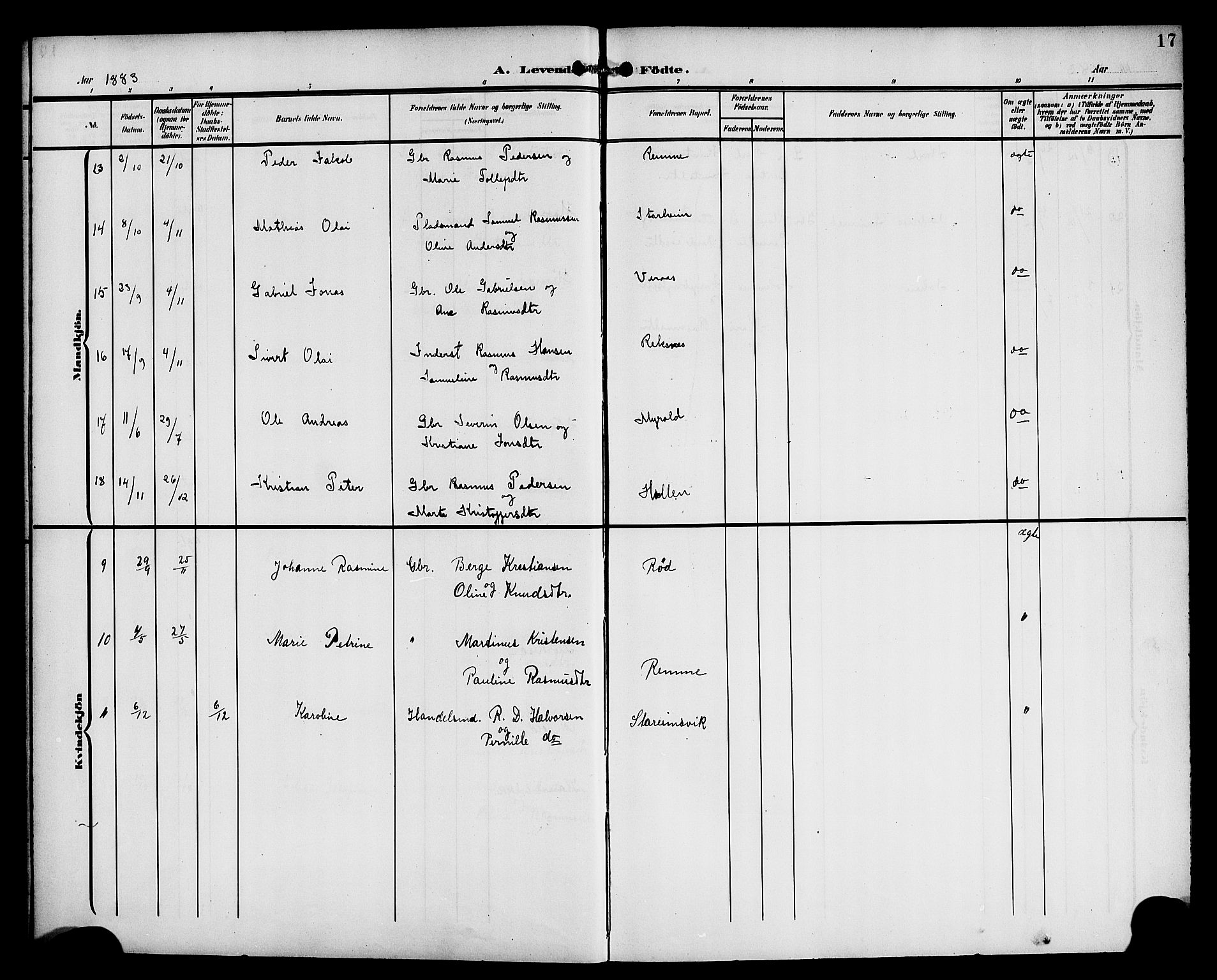 Eid sokneprestembete, AV/SAB-A-82301/H/Haa/Haac/L0001: Parish register (official) no. C 1, 1879-1899, p. 17