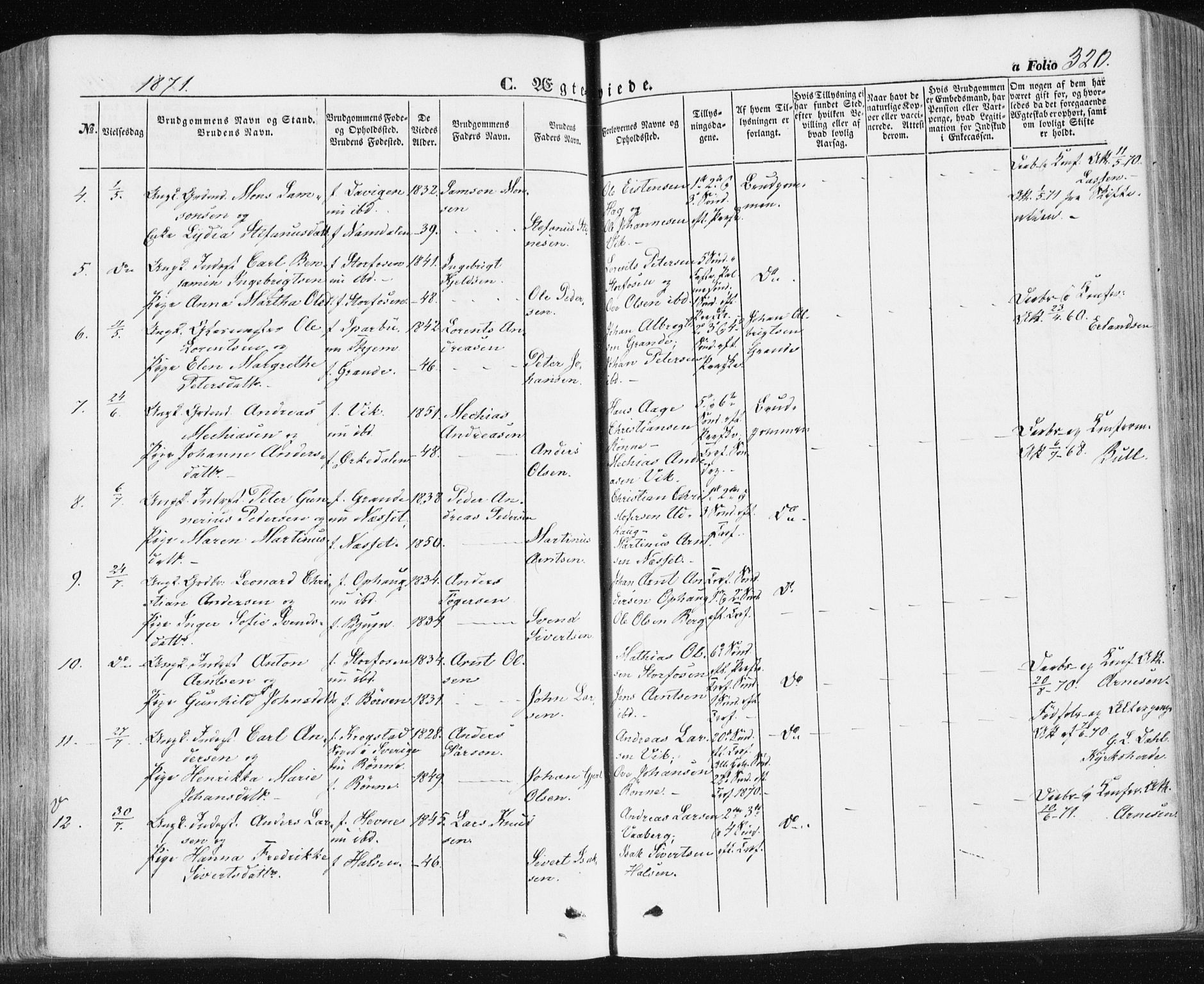 Ministerialprotokoller, klokkerbøker og fødselsregistre - Sør-Trøndelag, SAT/A-1456/659/L0737: Parish register (official) no. 659A07, 1857-1875, p. 320