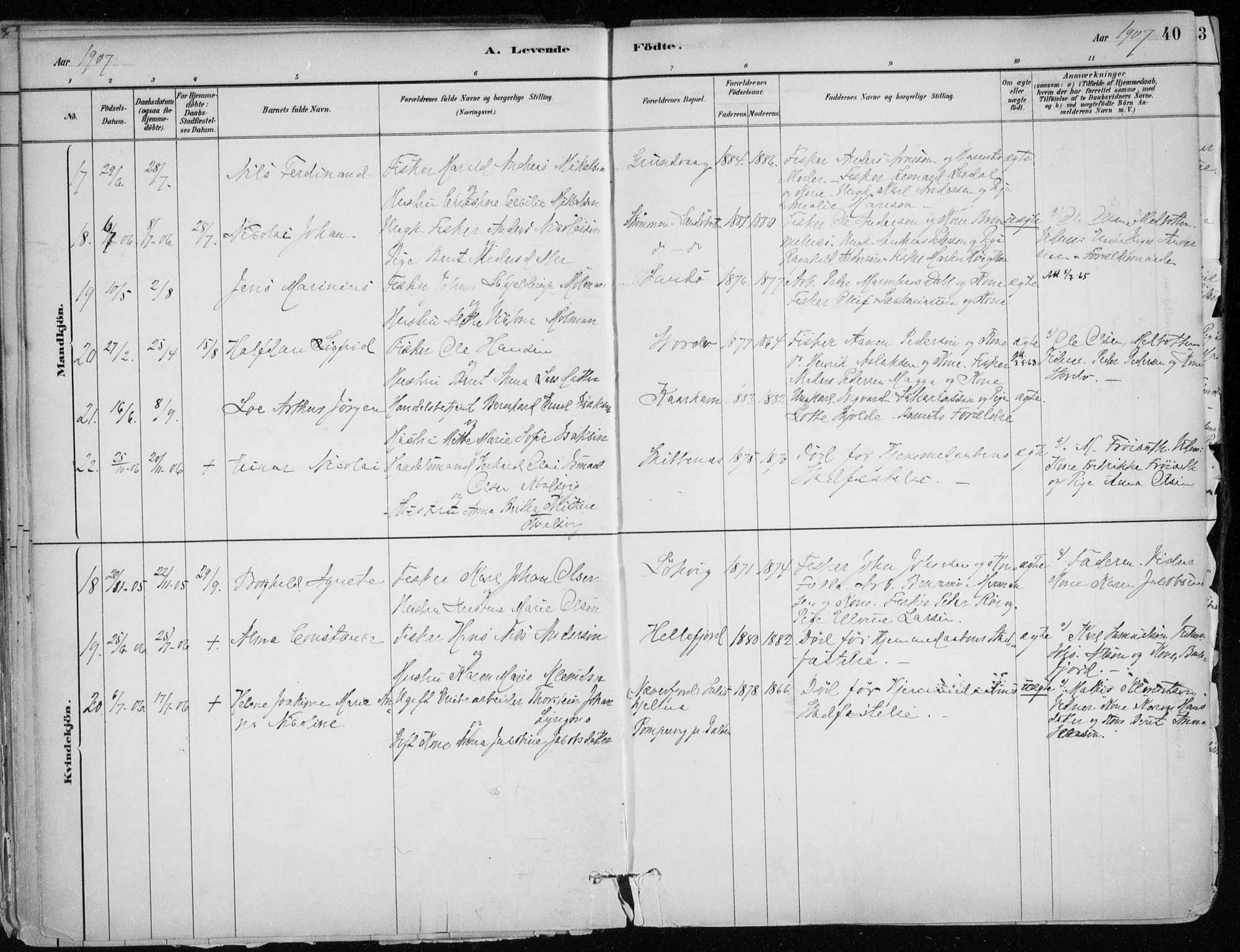 Hammerfest sokneprestkontor, SATØ/S-1347/H/Ha/L0013.kirke: Parish register (official) no. 13, 1898-1917, p. 40