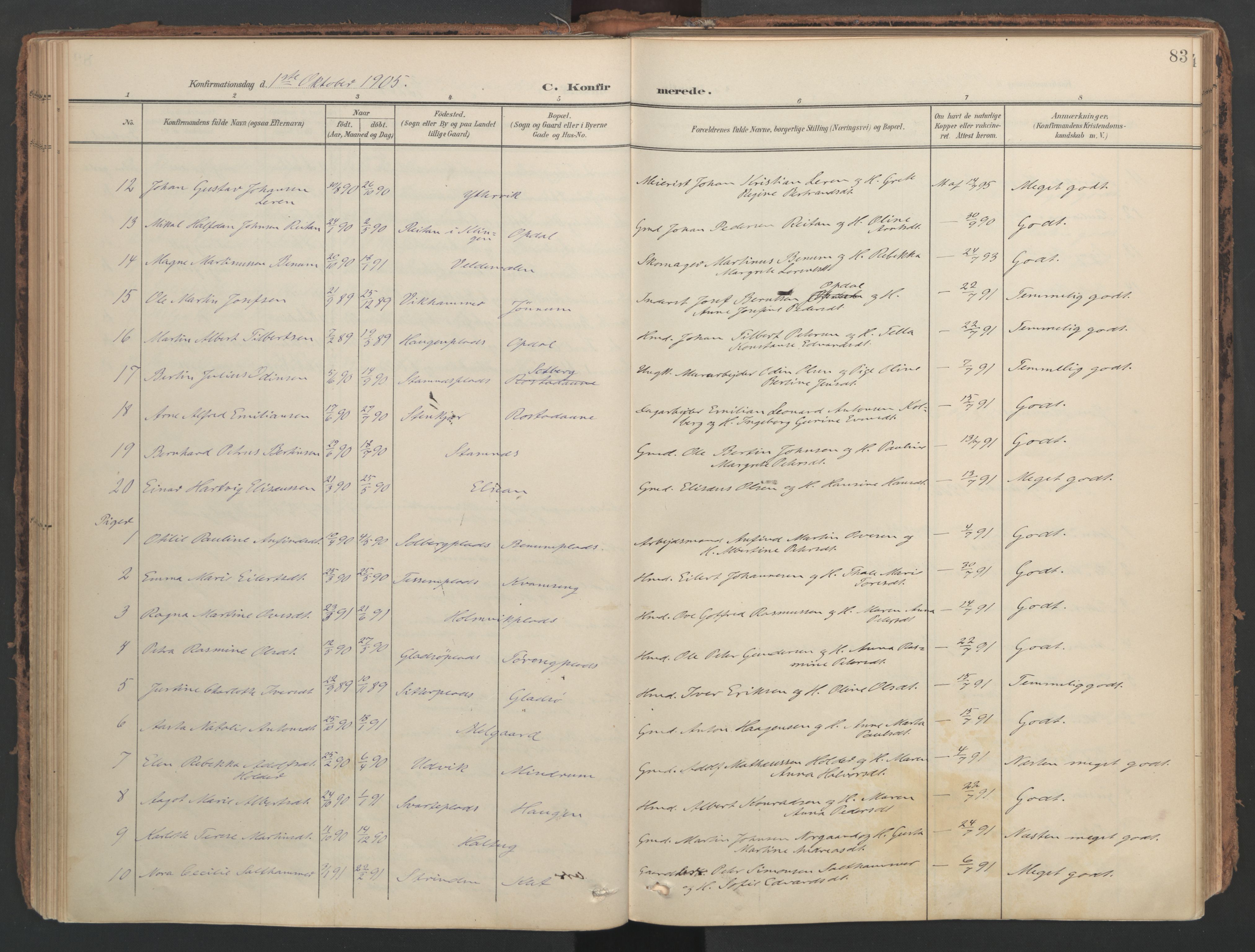 Ministerialprotokoller, klokkerbøker og fødselsregistre - Nord-Trøndelag, SAT/A-1458/741/L0397: Parish register (official) no. 741A11, 1901-1911, p. 83