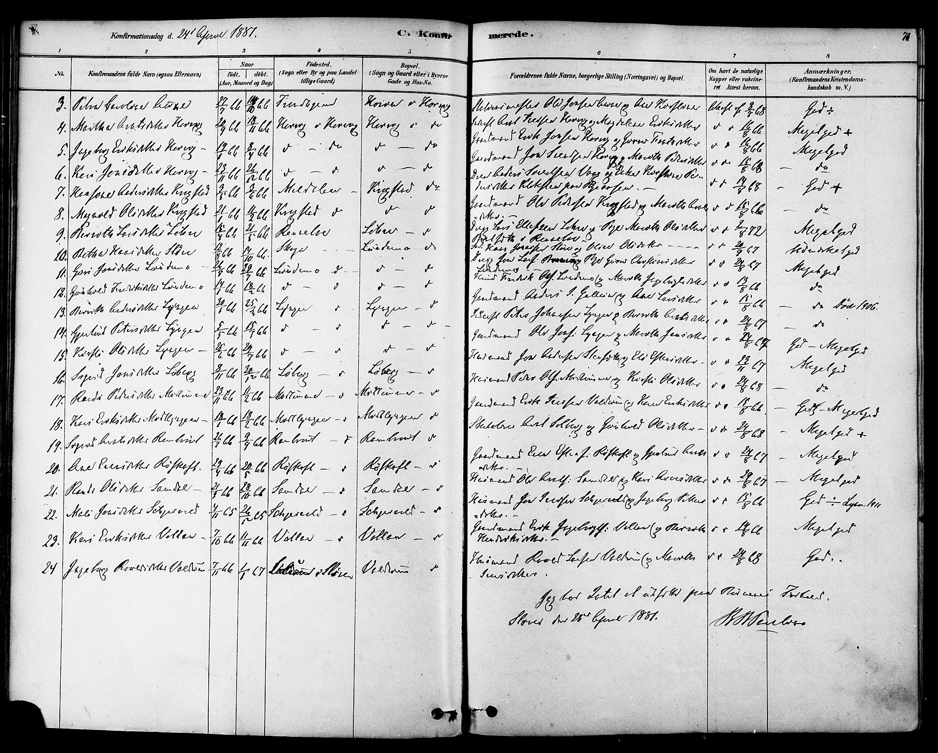 Ministerialprotokoller, klokkerbøker og fødselsregistre - Sør-Trøndelag, SAT/A-1456/692/L1105: Parish register (official) no. 692A05, 1878-1890, p. 78