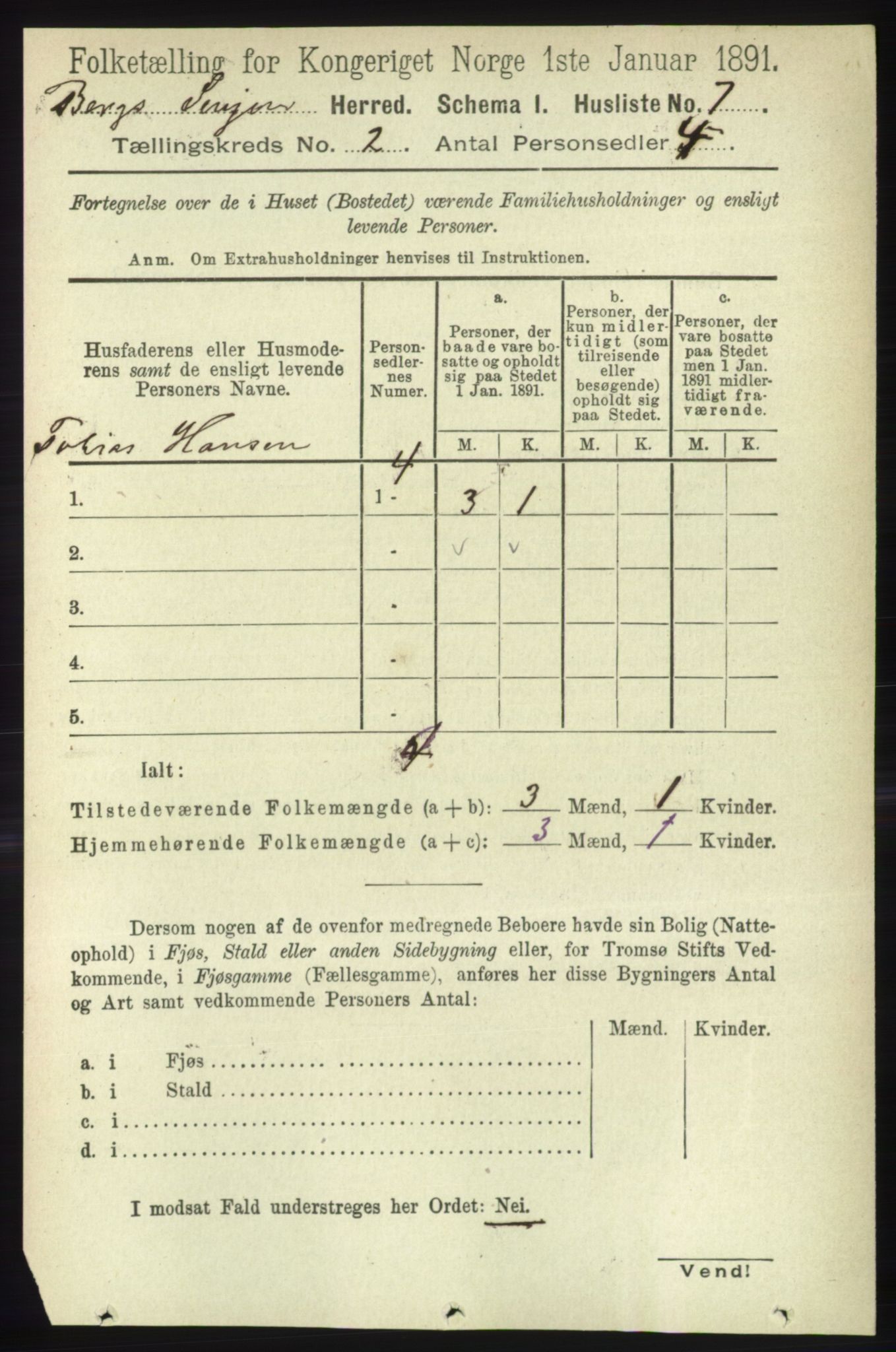 RA, 1891 census for 1929 Berg, 1891, p. 583