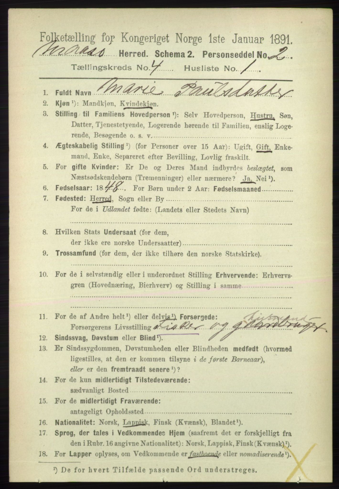 RA, 1891 census for 2018 Måsøy, 1891, p. 531