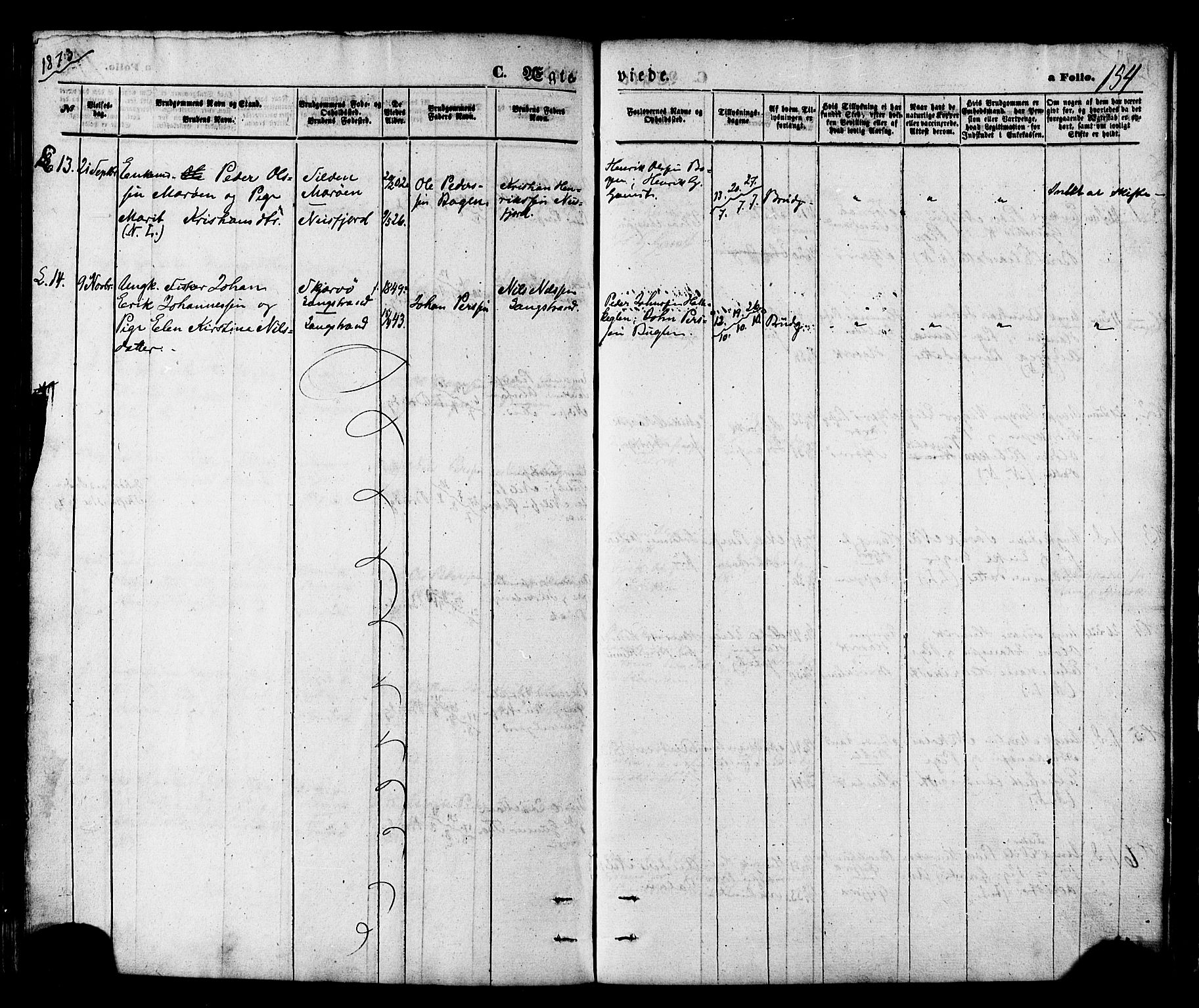 Loppa sokneprestkontor, AV/SATØ-S-1339/H/Ha/L0005kirke: Parish register (official) no. 5, 1869-1878, p. 154