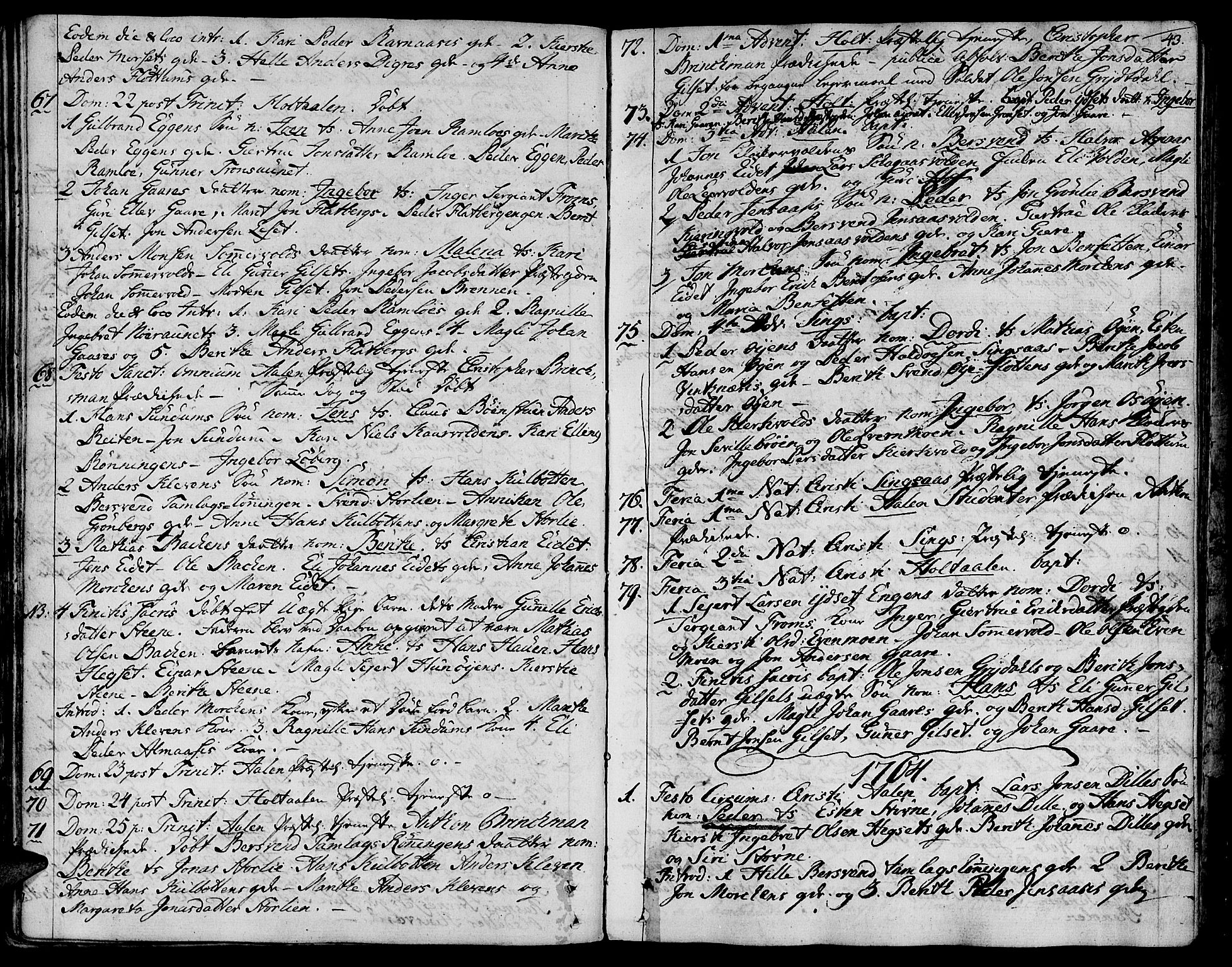 Ministerialprotokoller, klokkerbøker og fødselsregistre - Sør-Trøndelag, SAT/A-1456/685/L0952: Parish register (official) no. 685A01, 1745-1804, p. 43