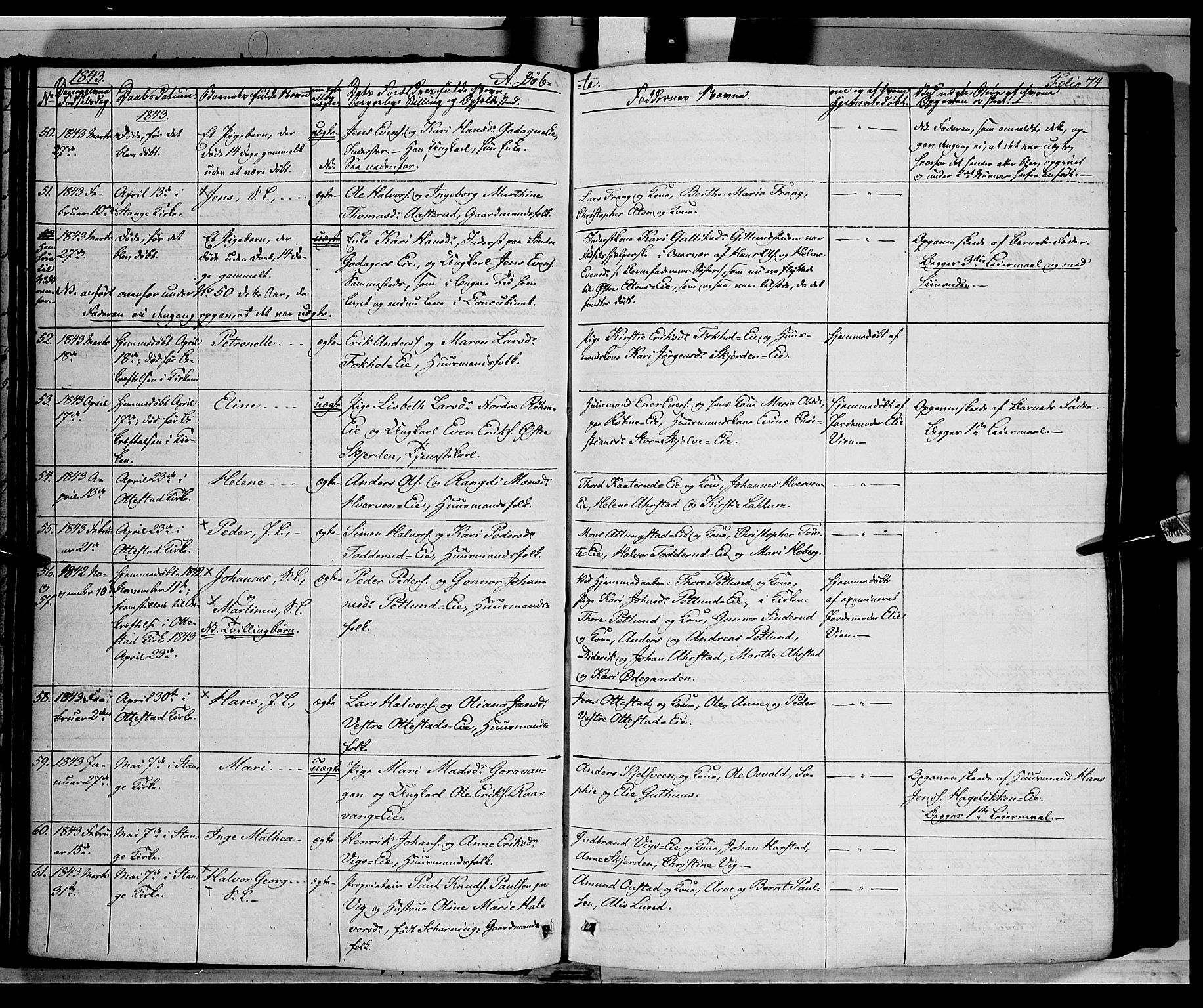 Stange prestekontor, AV/SAH-PREST-002/K/L0010: Parish register (official) no. 10, 1835-1845, p. 74