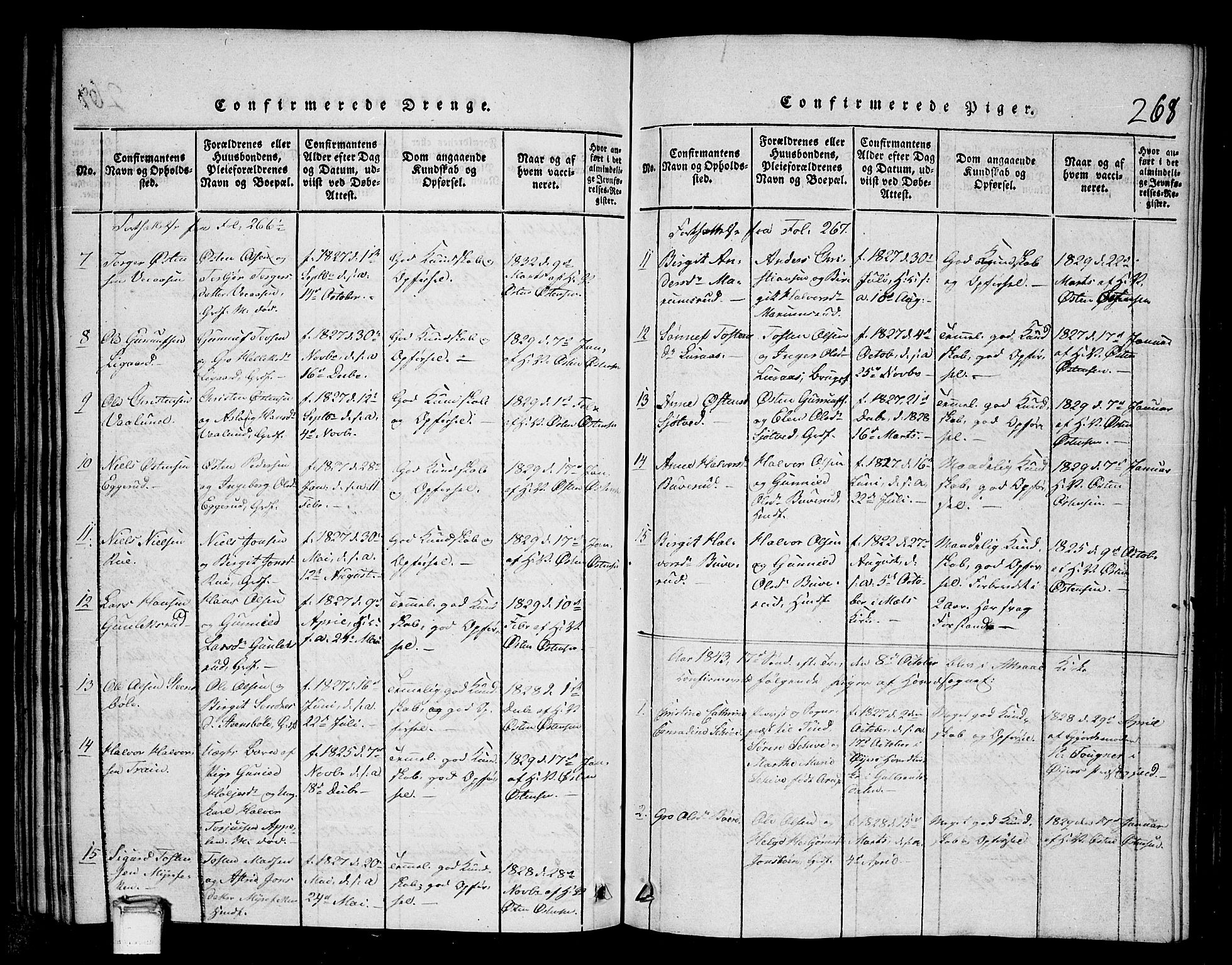 Tinn kirkebøker, SAKO/A-308/G/Gb/L0001: Parish register (copy) no. II 1 /2, 1837-1850, p. 268
