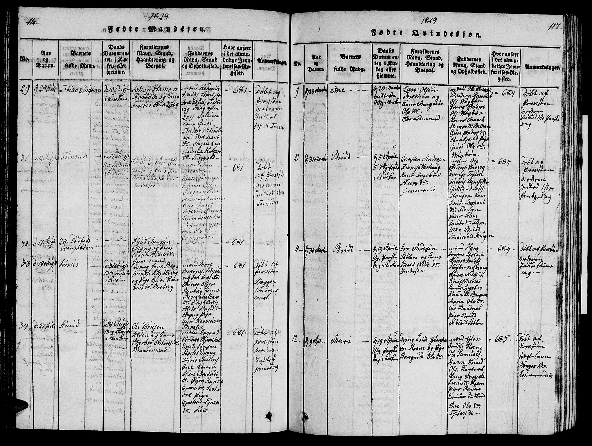 Ministerialprotokoller, klokkerbøker og fødselsregistre - Møre og Romsdal, AV/SAT-A-1454/586/L0990: Parish register (copy) no. 586C01, 1819-1837, p. 116-117