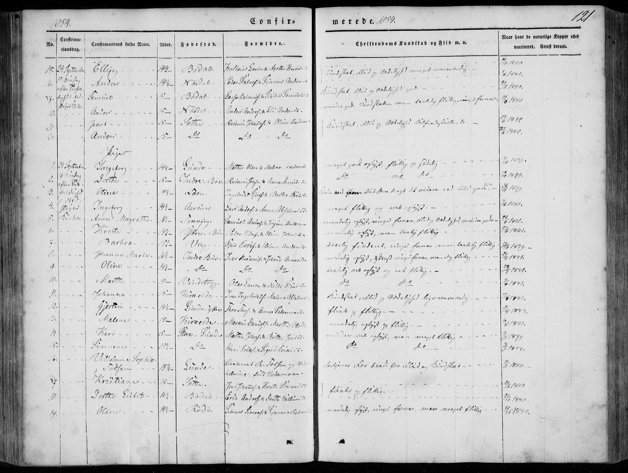 Stryn Sokneprestembete, AV/SAB-A-82501: Parish register (official) no. A 2, 1844-1861, p. 121