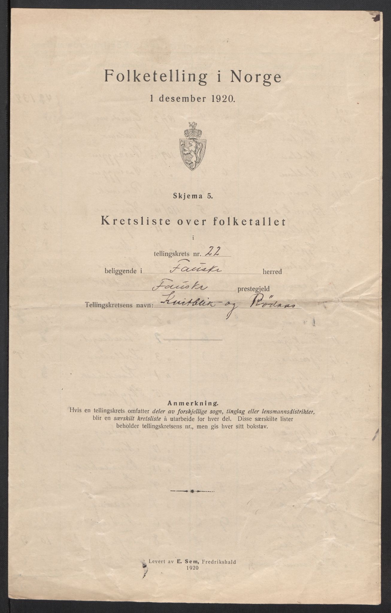 SAT, 1920 census for Fauske, 1920, p. 69