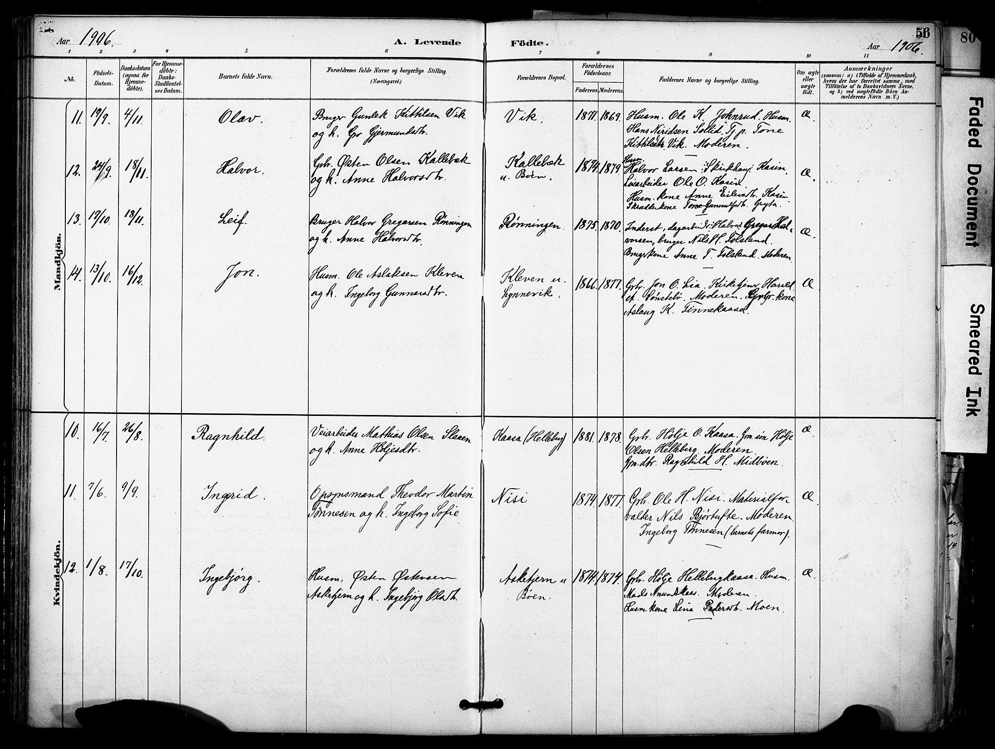 Gransherad kirkebøker, SAKO/A-267/F/Fa/L0005: Parish register (official) no. I 5, 1887-1916, p. 56