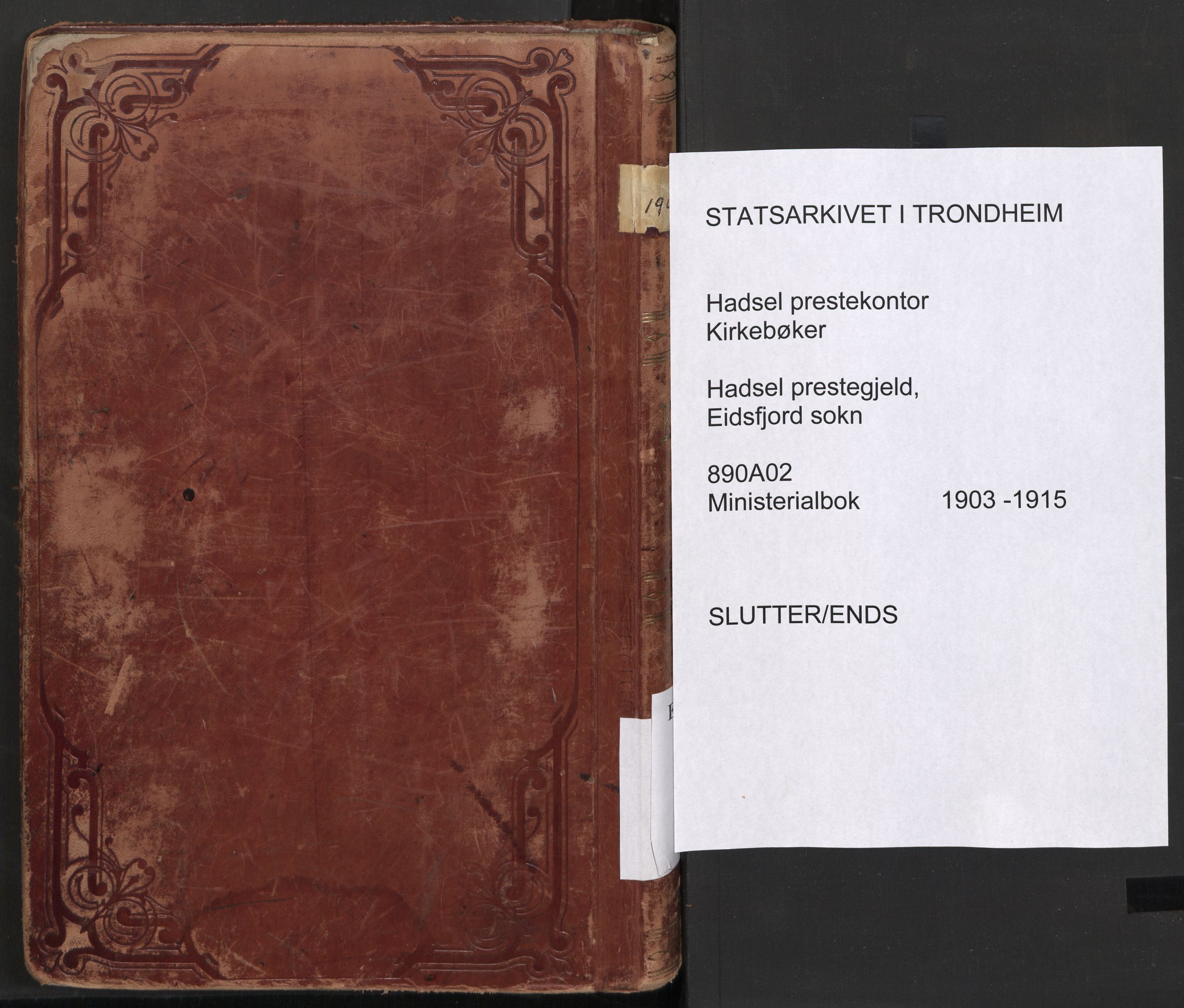 Ministerialprotokoller, klokkerbøker og fødselsregistre - Nordland, AV/SAT-A-1459/890/L1287: Parish register (official) no. 890A02, 1903-1915