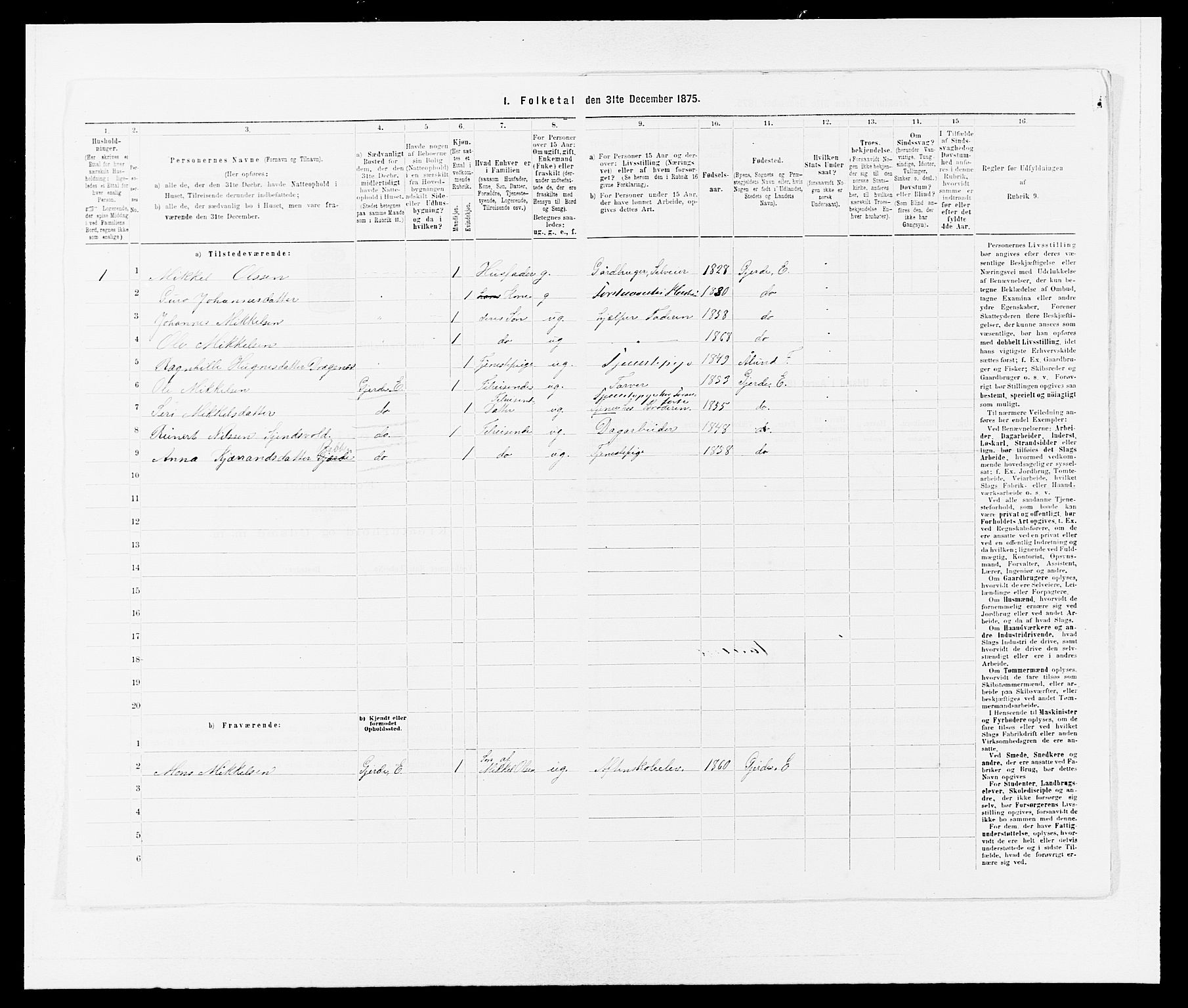 SAB, 1875 census for 1211P Etne, 1875, p. 40