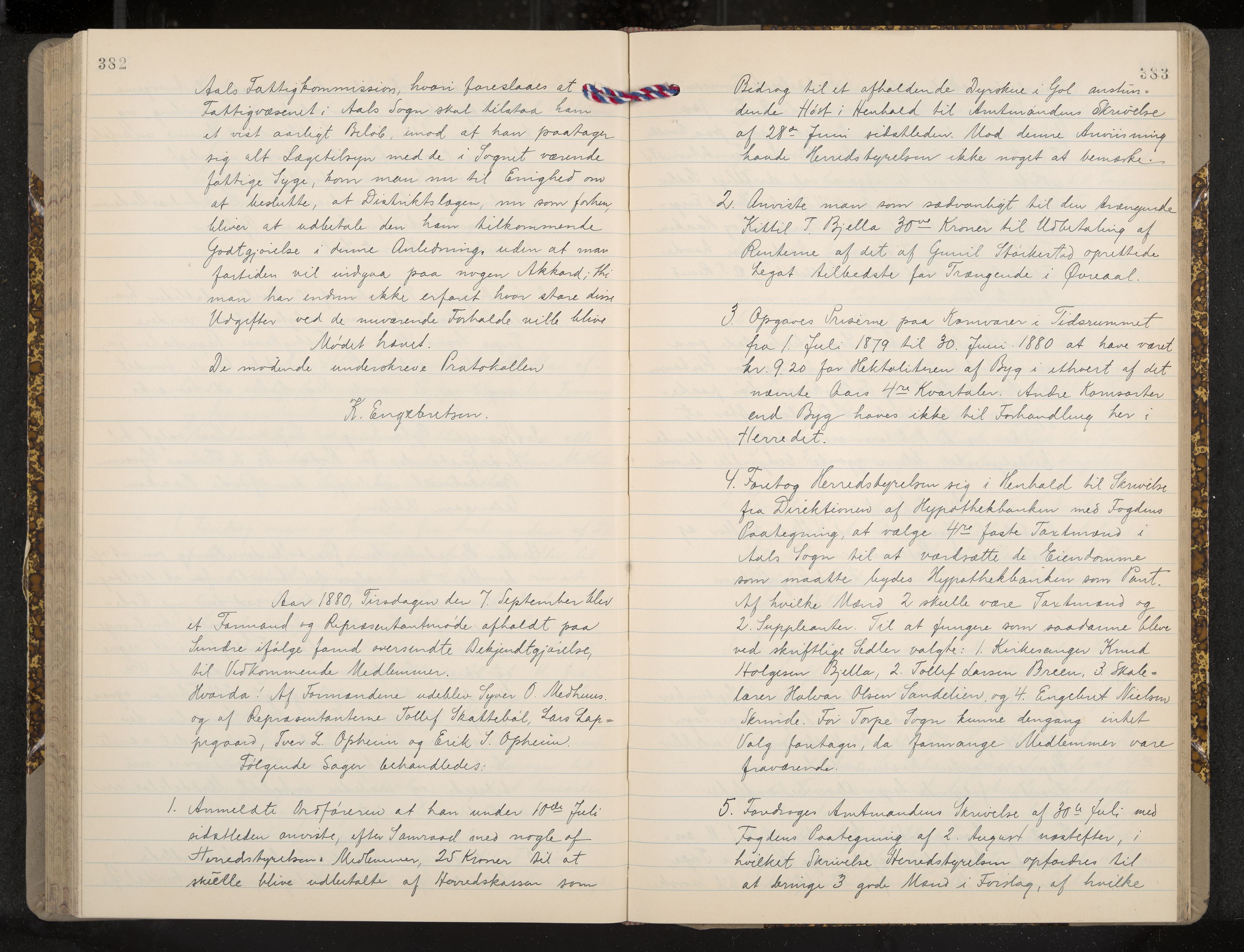 Ål formannskap og sentraladministrasjon, IKAK/0619021/A/Aa/L0003: Utskrift av møtebok, 1864-1880, p. 382-383