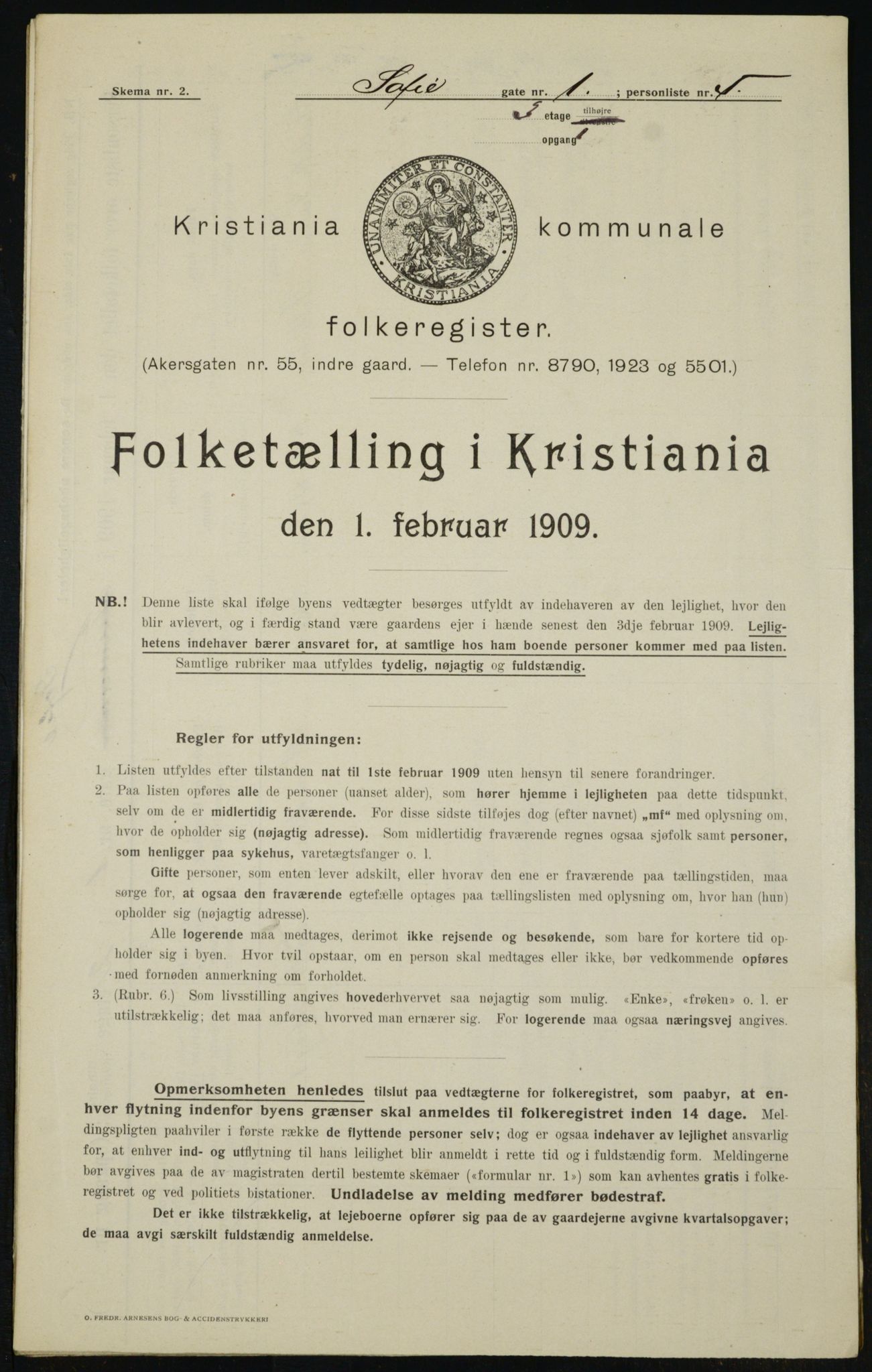 OBA, Municipal Census 1909 for Kristiania, 1909, p. 89483