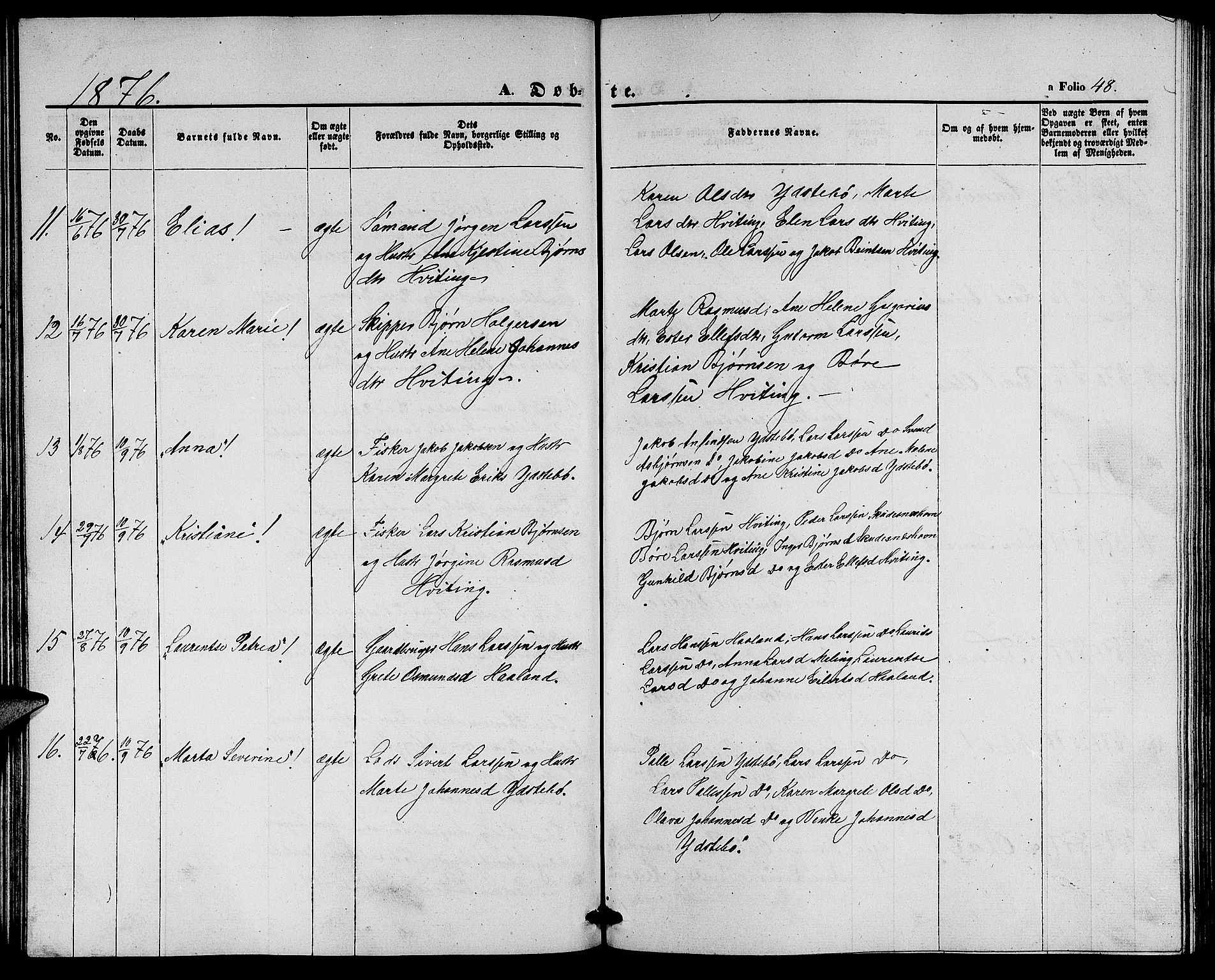 Rennesøy sokneprestkontor, SAST/A -101827/H/Ha/Hab/L0003: Parish register (copy) no. B 3, 1855-1888, p. 48