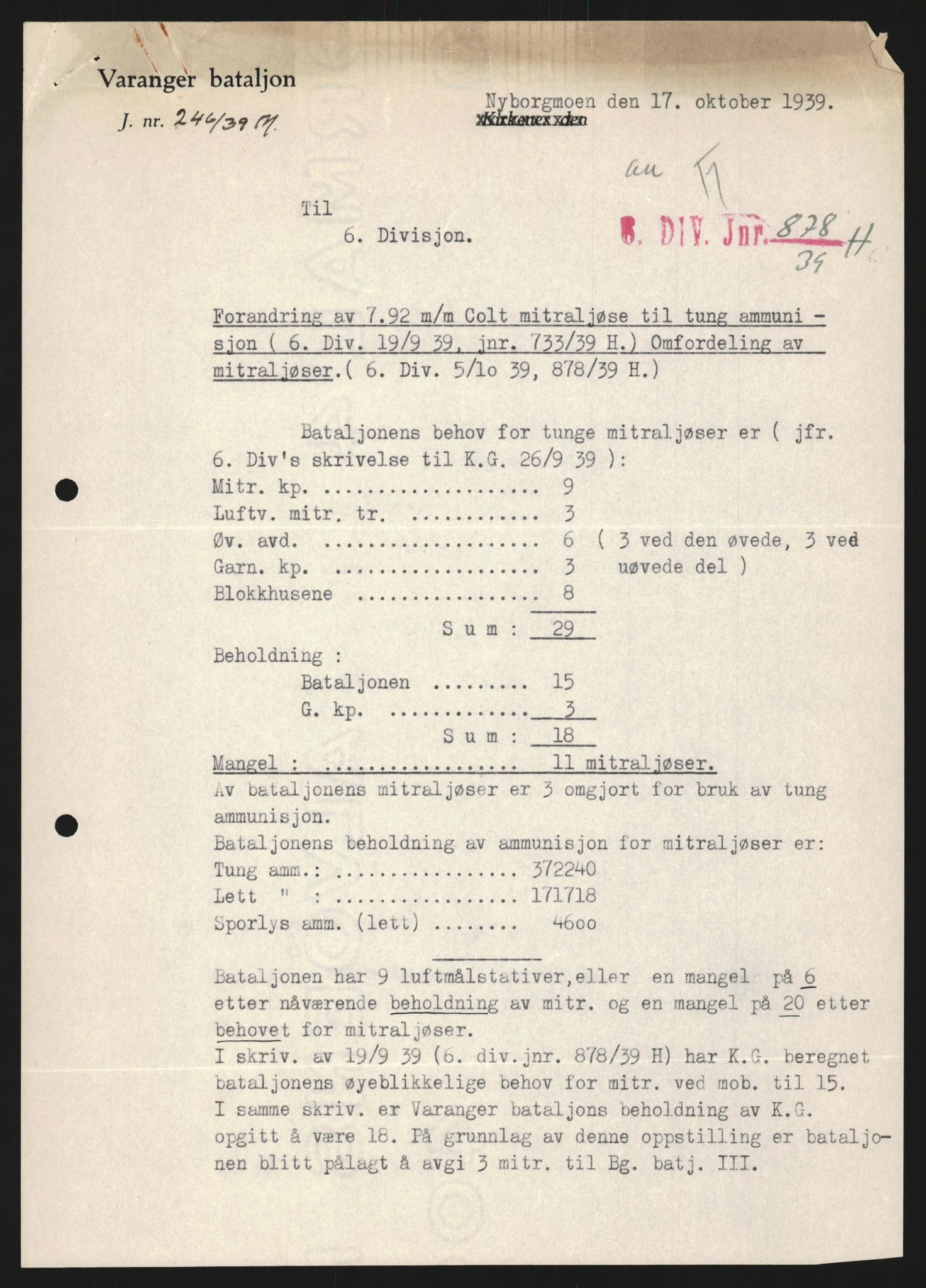 Forsvaret, Forsvarets krigshistoriske avdeling, AV/RA-RAFA-2017/Y/Yb/L0121: II-C-11-600  -  6. Divisjon med avdelinger, 1939-1940, p. 5