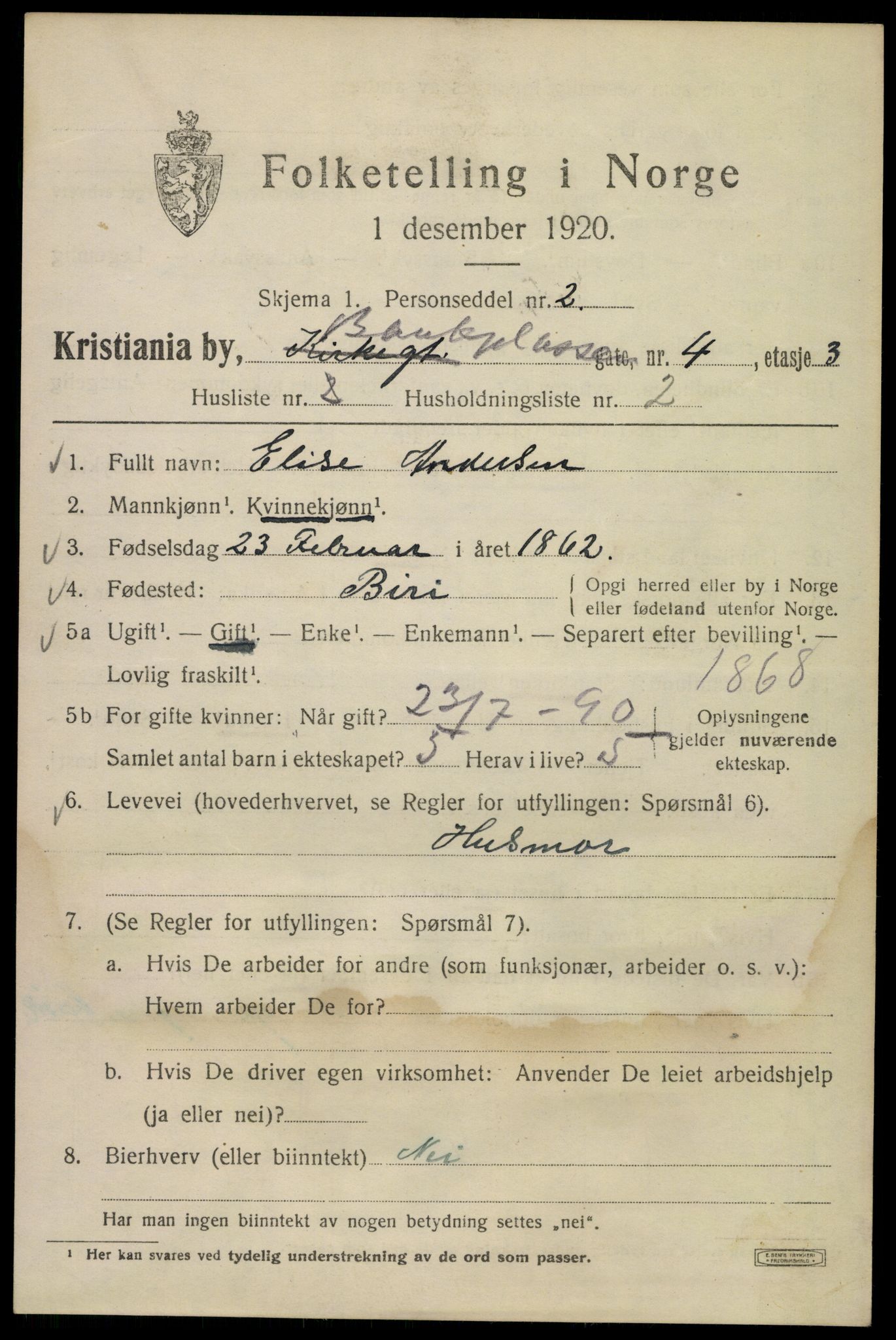 SAO, 1920 census for Kristiania, 1920, p. 150209