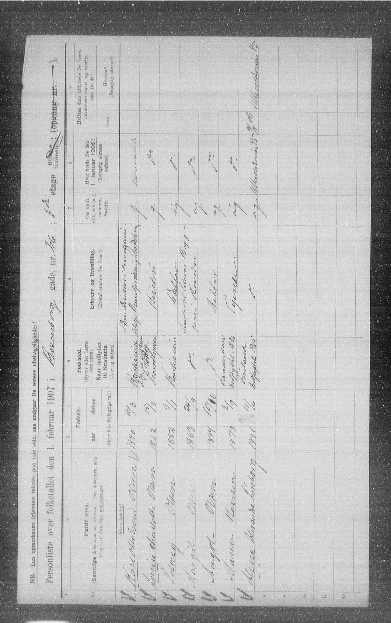 OBA, Municipal Census 1907 for Kristiania, 1907, p. 42679