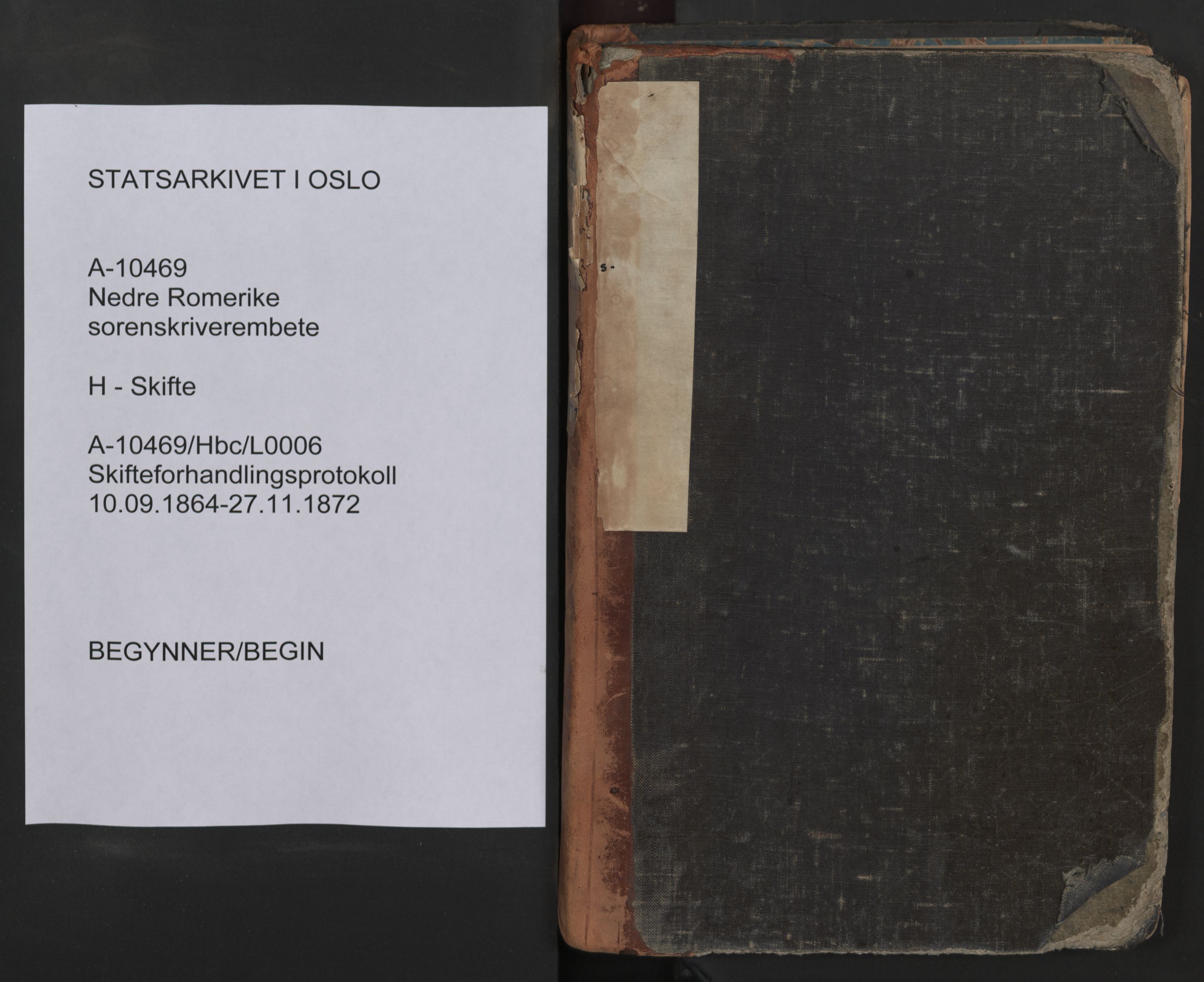 Nedre Romerike sorenskriveri, SAO/A-10469/H/He/Heb/L0006: Skiftebehandlingsprotokoll, 1864-1872