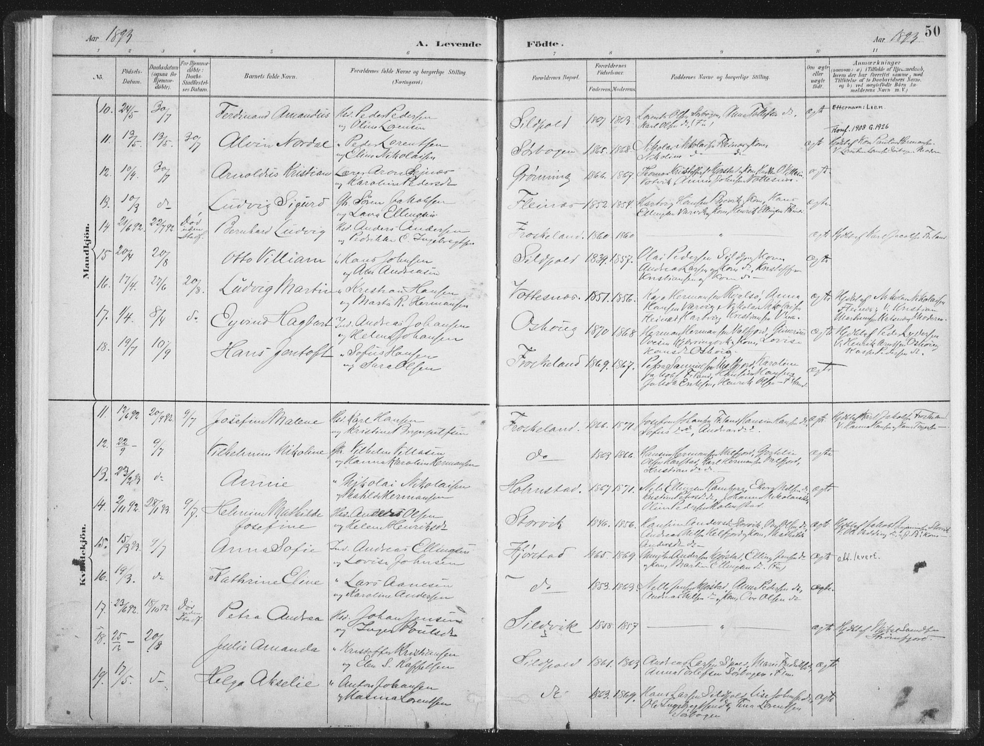 Ministerialprotokoller, klokkerbøker og fødselsregistre - Nordland, SAT/A-1459/890/L1286: Parish register (official) no. 890A01, 1882-1902, p. 50