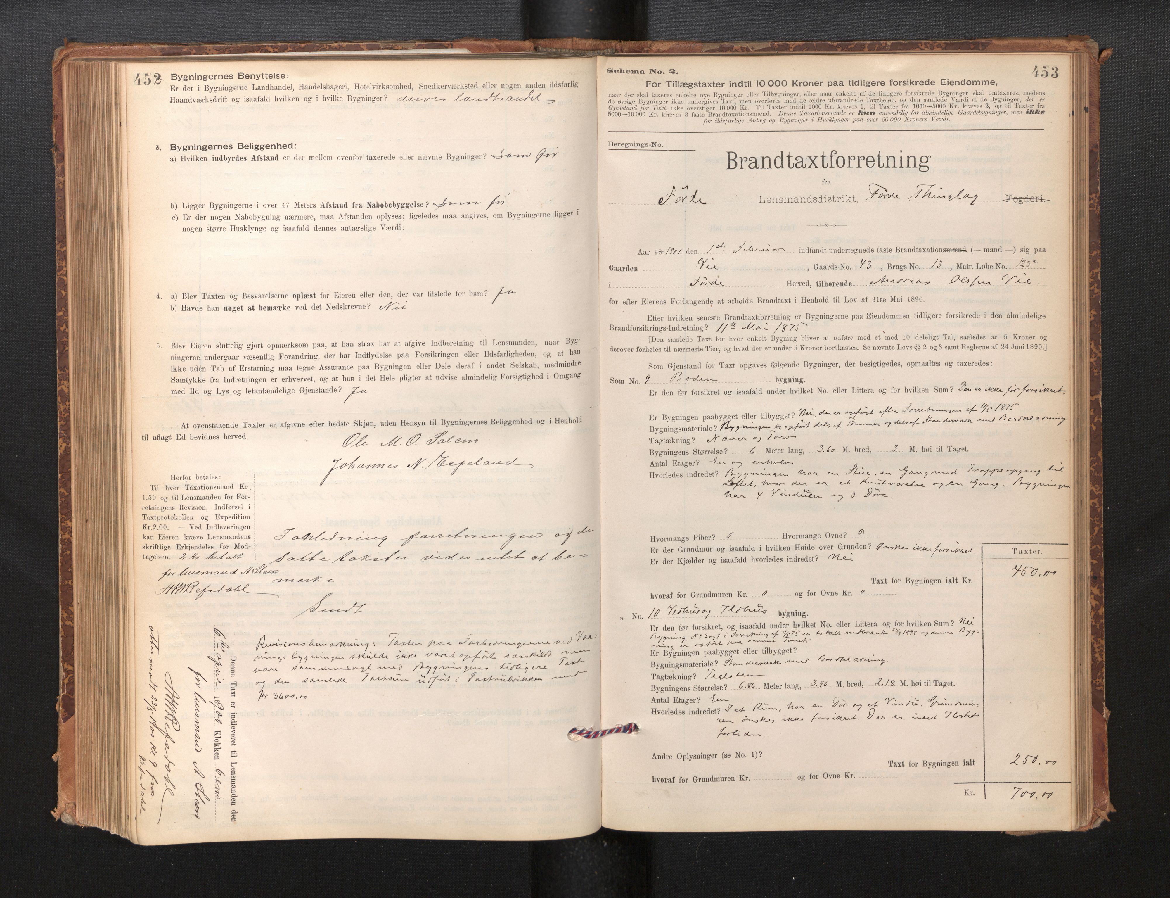 Lensmannen i Førde, AV/SAB-A-27401/0012/L0008: Branntakstprotokoll, skjematakst, 1895-1922, p. 452-453