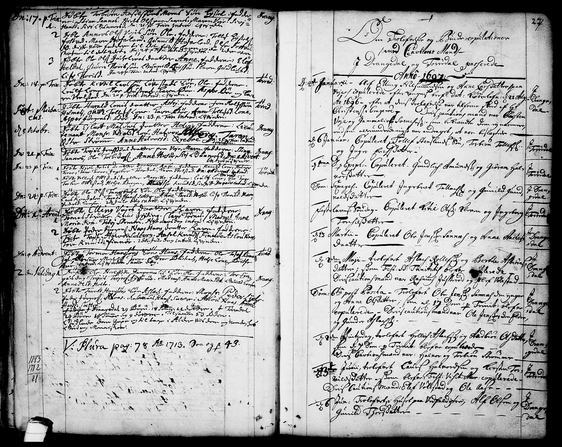 Drangedal kirkebøker, SAKO/A-258/F/Fa/L0001: Parish register (official) no. 1, 1697-1767, p. 27