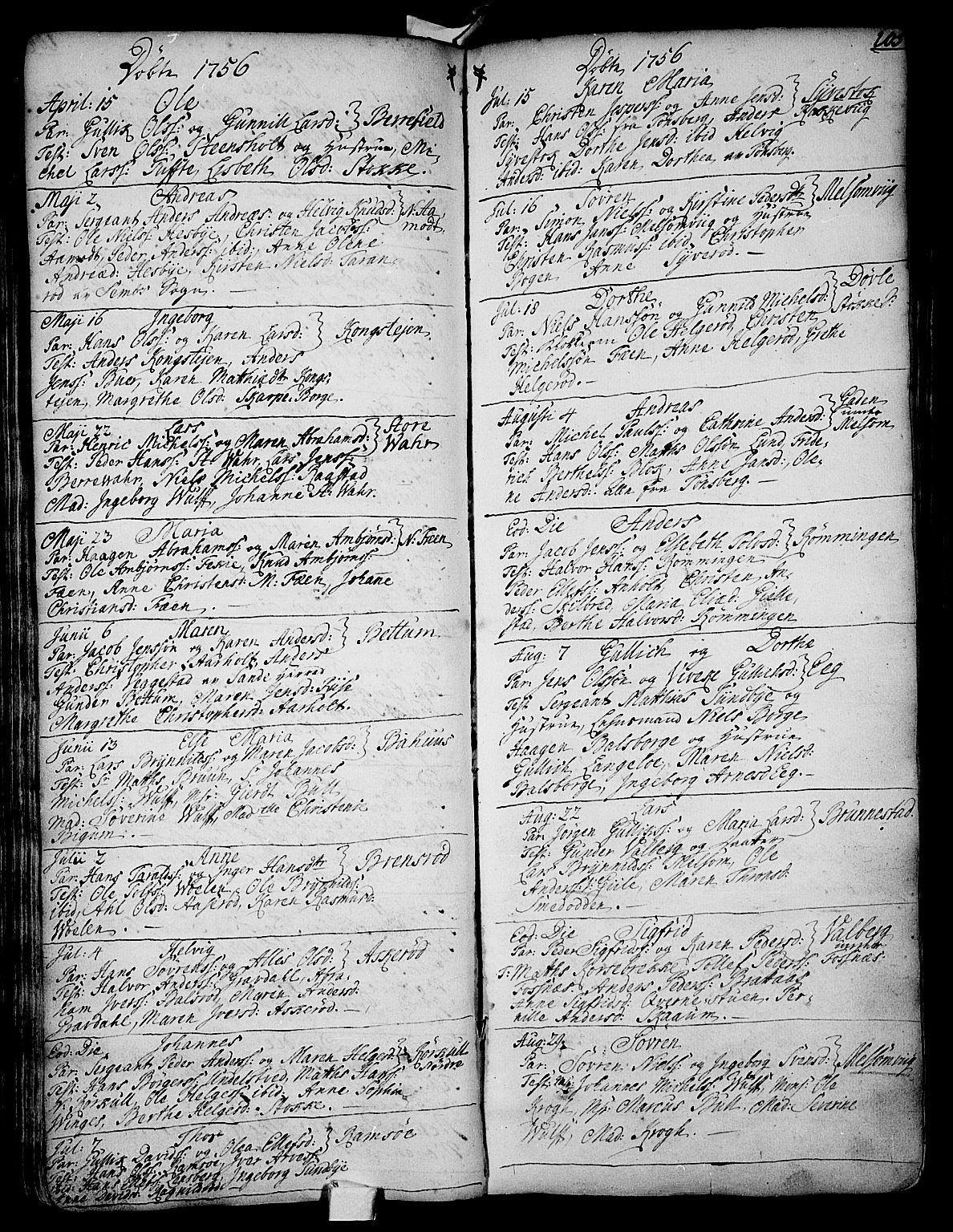 Stokke kirkebøker, SAKO/A-320/F/Fa/L0002: Parish register (official) no. I 2, 1732-1770, p. 105