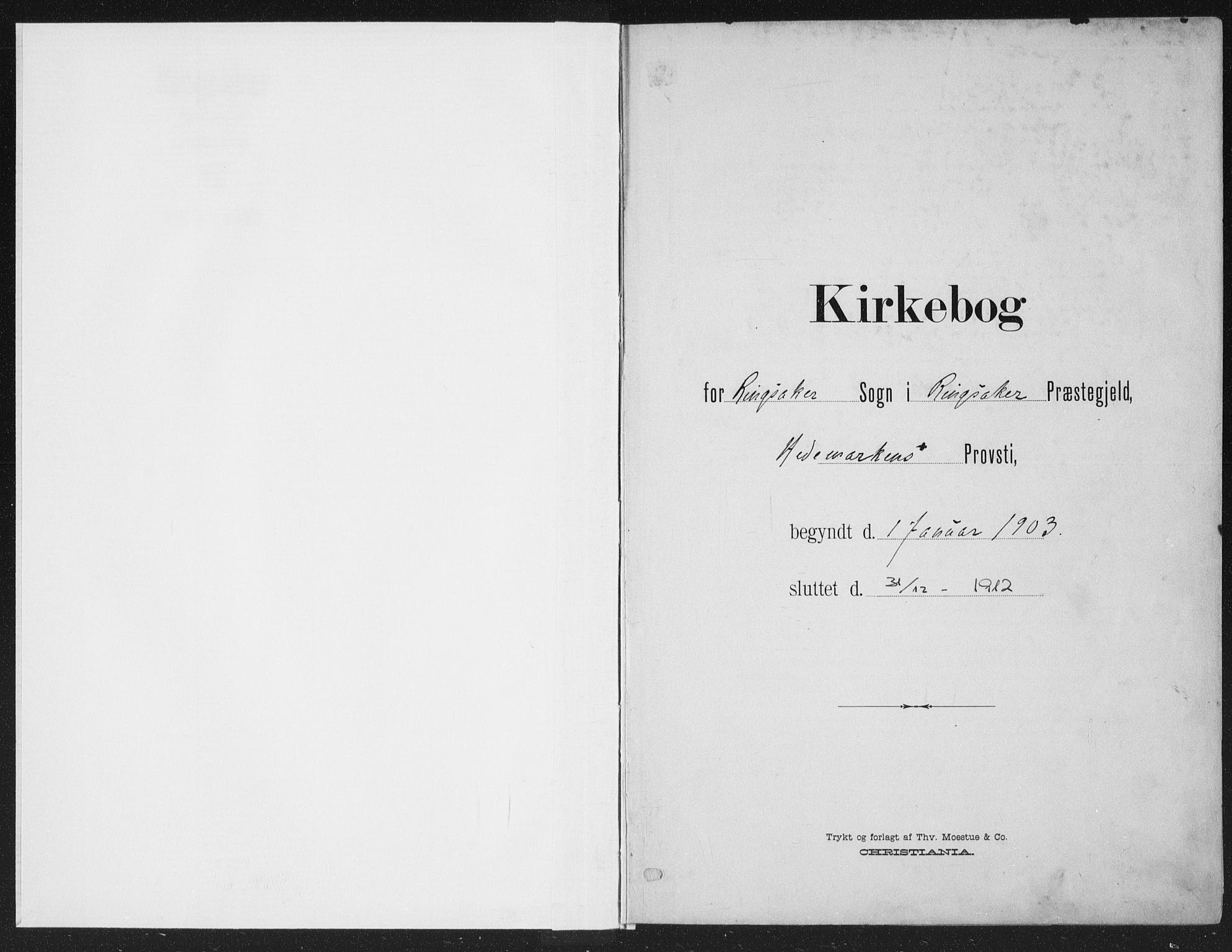 Ringsaker prestekontor, AV/SAH-PREST-014/K/Ka/L0018: Parish register (official) no. 18, 1903-1912