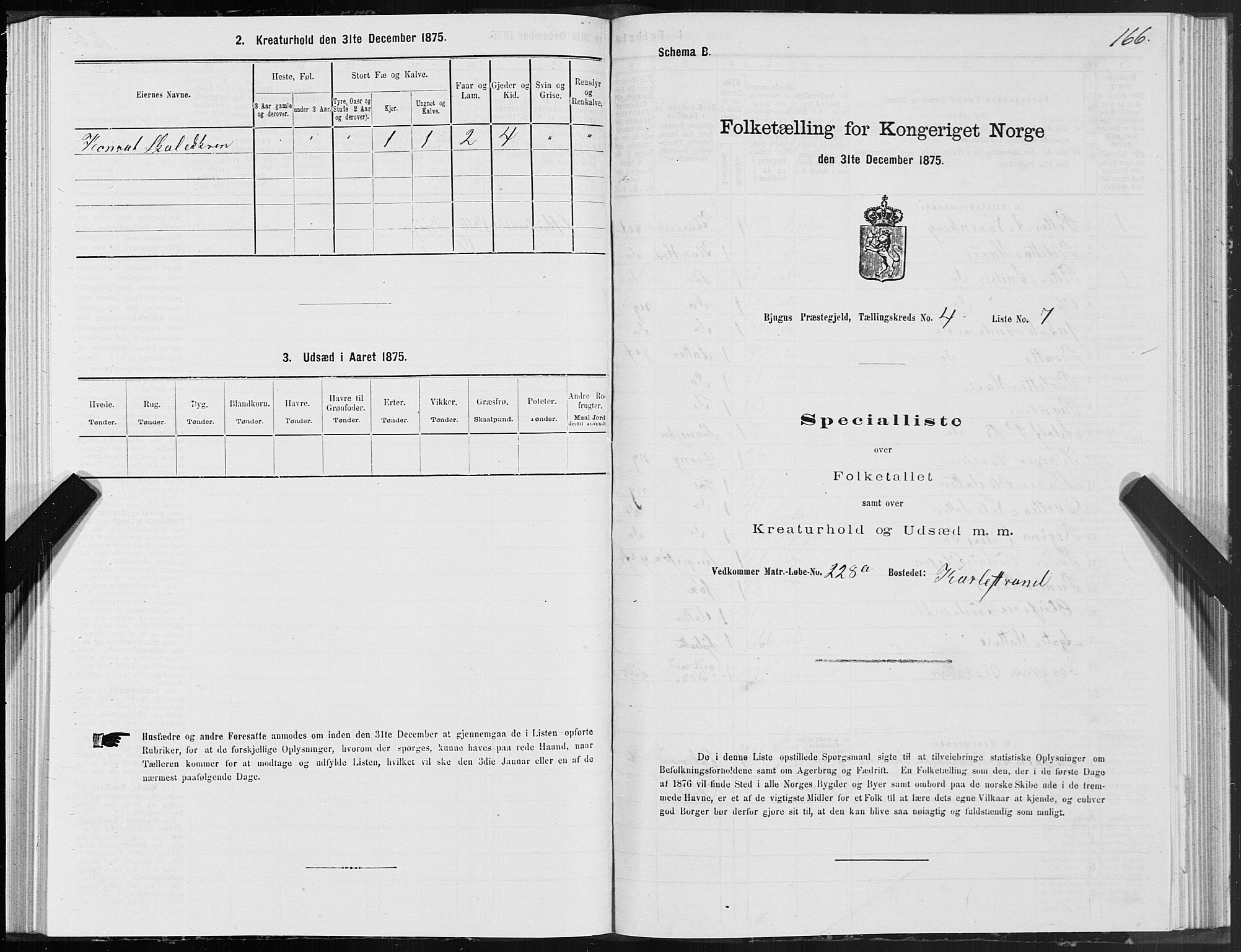 SAT, 1875 census for 1627P Bjugn, 1875, p. 2166