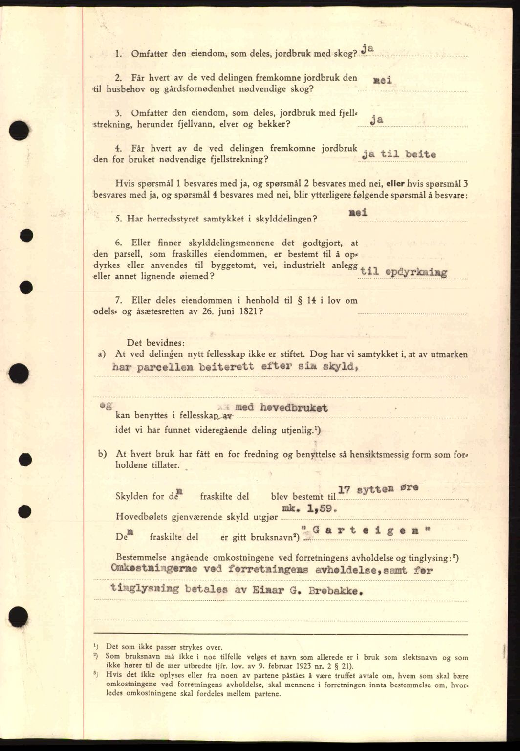 Nordfjord sorenskriveri, AV/SAB-A-2801/02/02b/02bj/L0006: Mortgage book no. A6, 1940-1941, Diary no: : 1453/1941