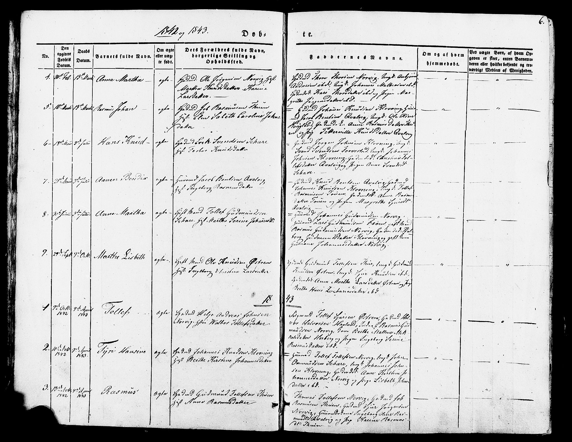 Torvastad sokneprestkontor, AV/SAST-A -101857/H/Ha/Haa/L0007: Parish register (official) no. A 7, 1838-1882, p. 6