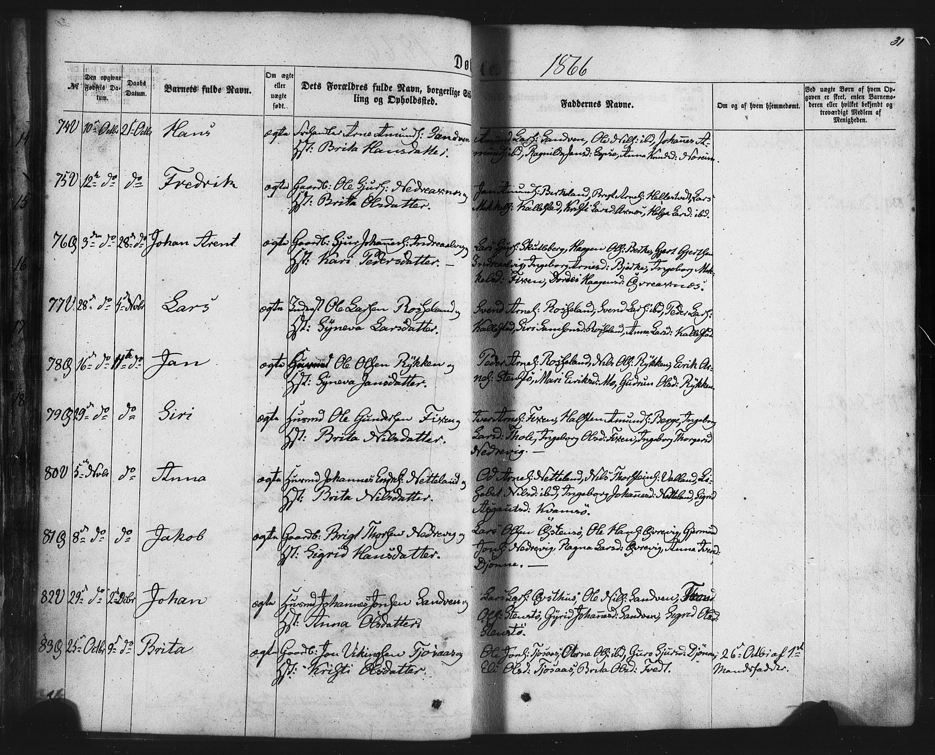 Kvam sokneprestembete, AV/SAB-A-76201/H/Haa: Parish register (official) no. A 9, 1864-1879, p. 31