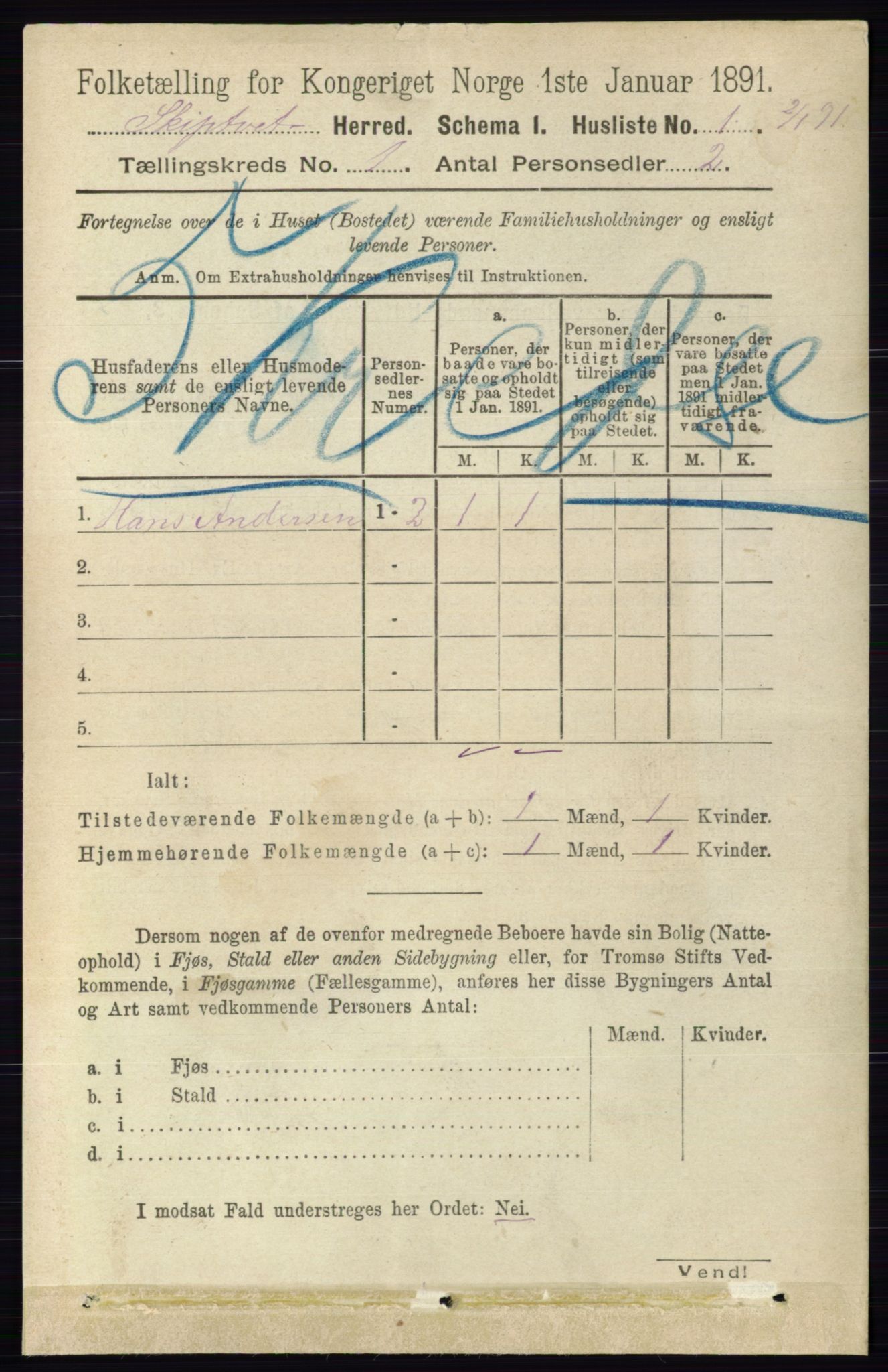 RA, 1891 census for 0127 Skiptvet, 1891, p. 20