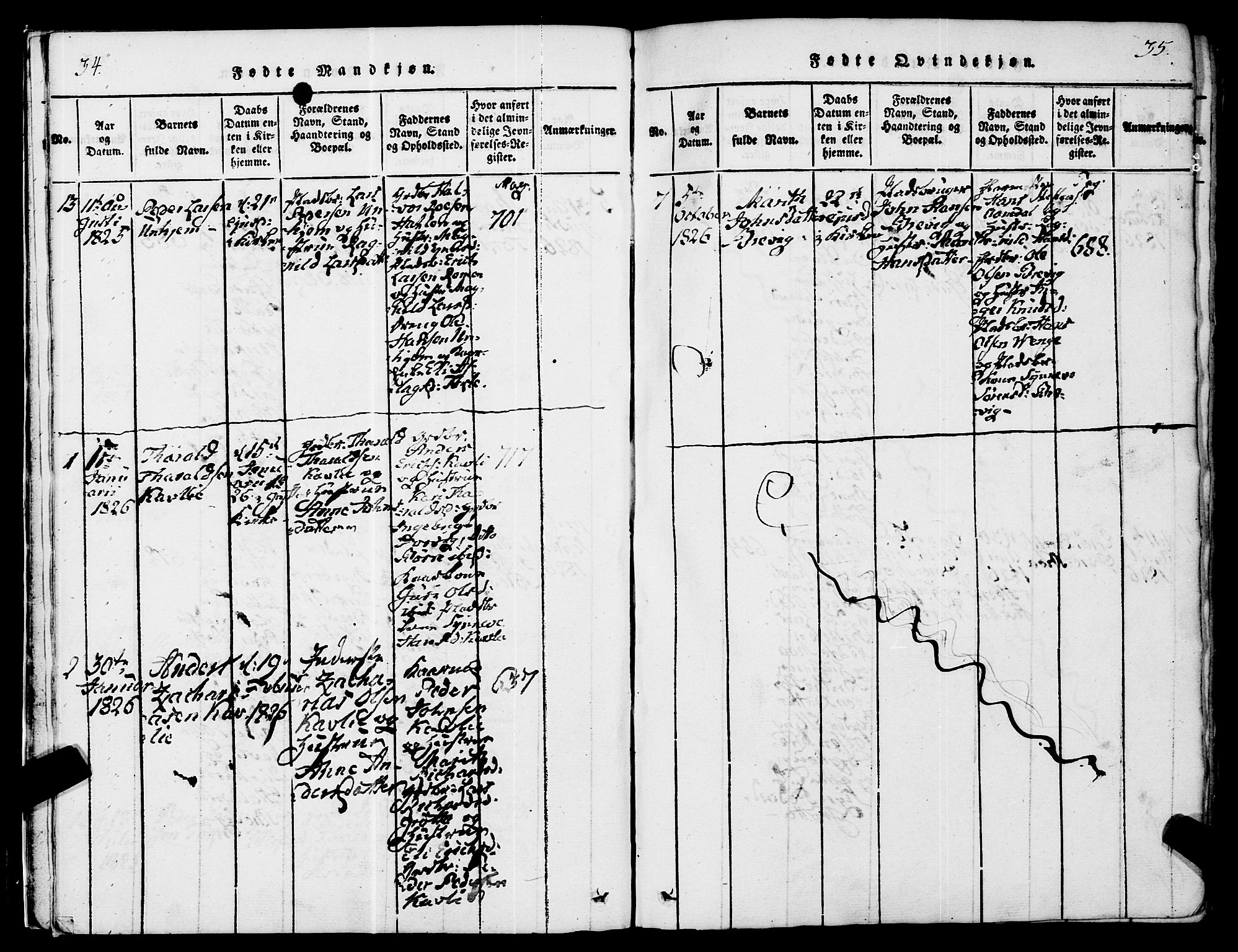 Ministerialprotokoller, klokkerbøker og fødselsregistre - Møre og Romsdal, AV/SAT-A-1454/545/L0585: Parish register (official) no. 545A01, 1818-1853, p. 34-35