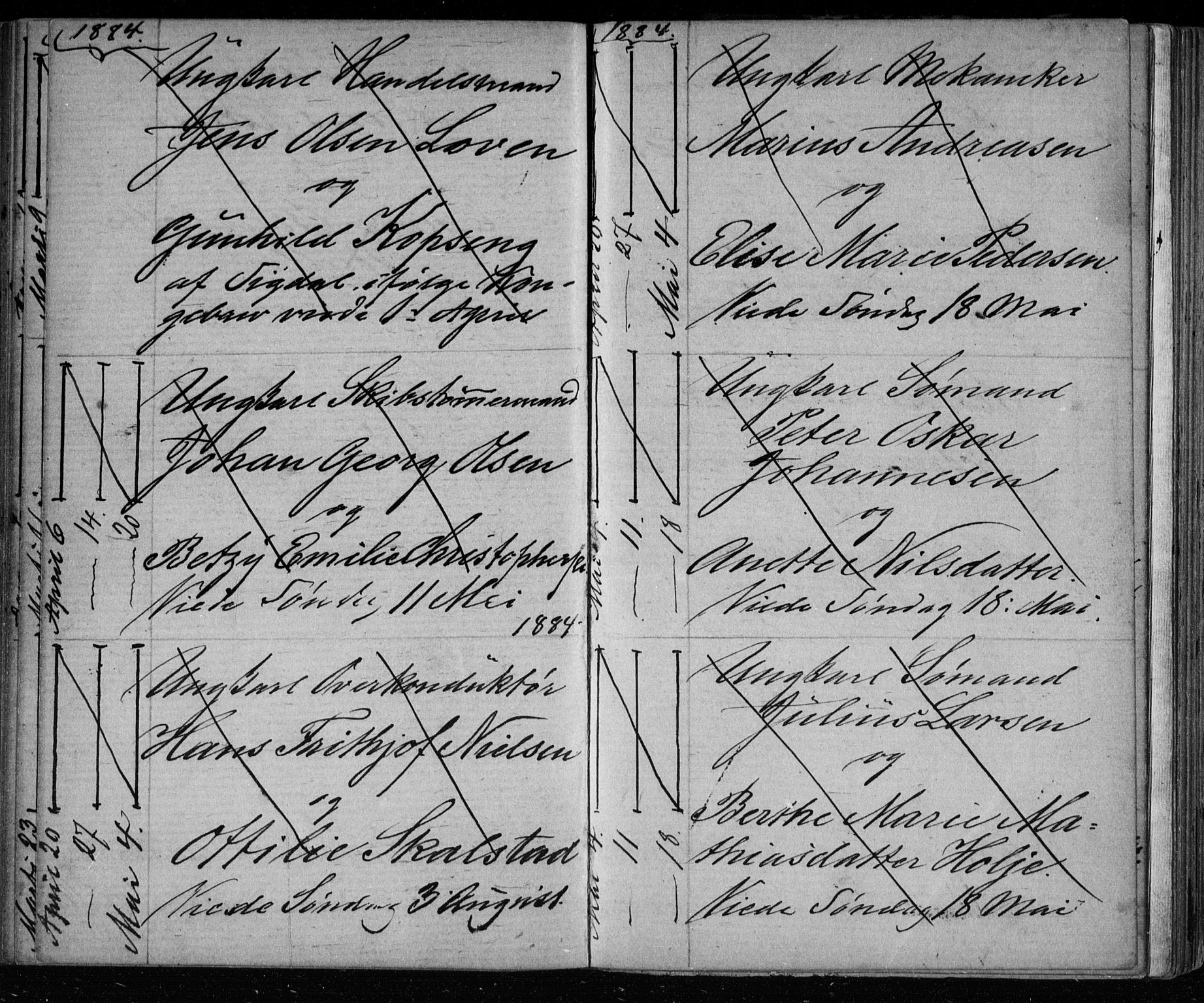 Bragernes kirkebøker, AV/SAKO-A-6/H/Ha/L0006: Banns register no. 6, 1873-1896