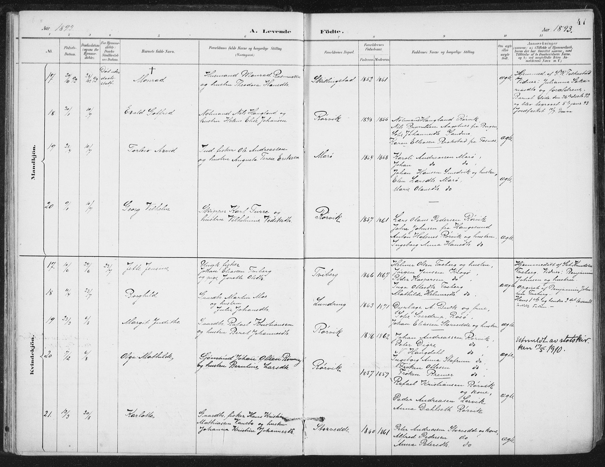 Ministerialprotokoller, klokkerbøker og fødselsregistre - Nord-Trøndelag, AV/SAT-A-1458/784/L0673: Parish register (official) no. 784A08, 1888-1899, p. 47