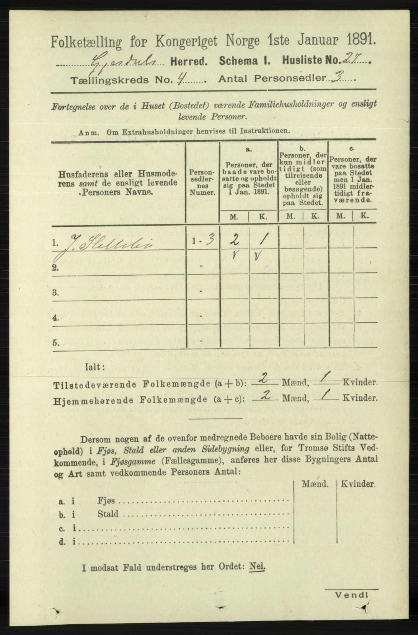 RA, 1891 census for 1122 Gjesdal, 1891, p. 1166